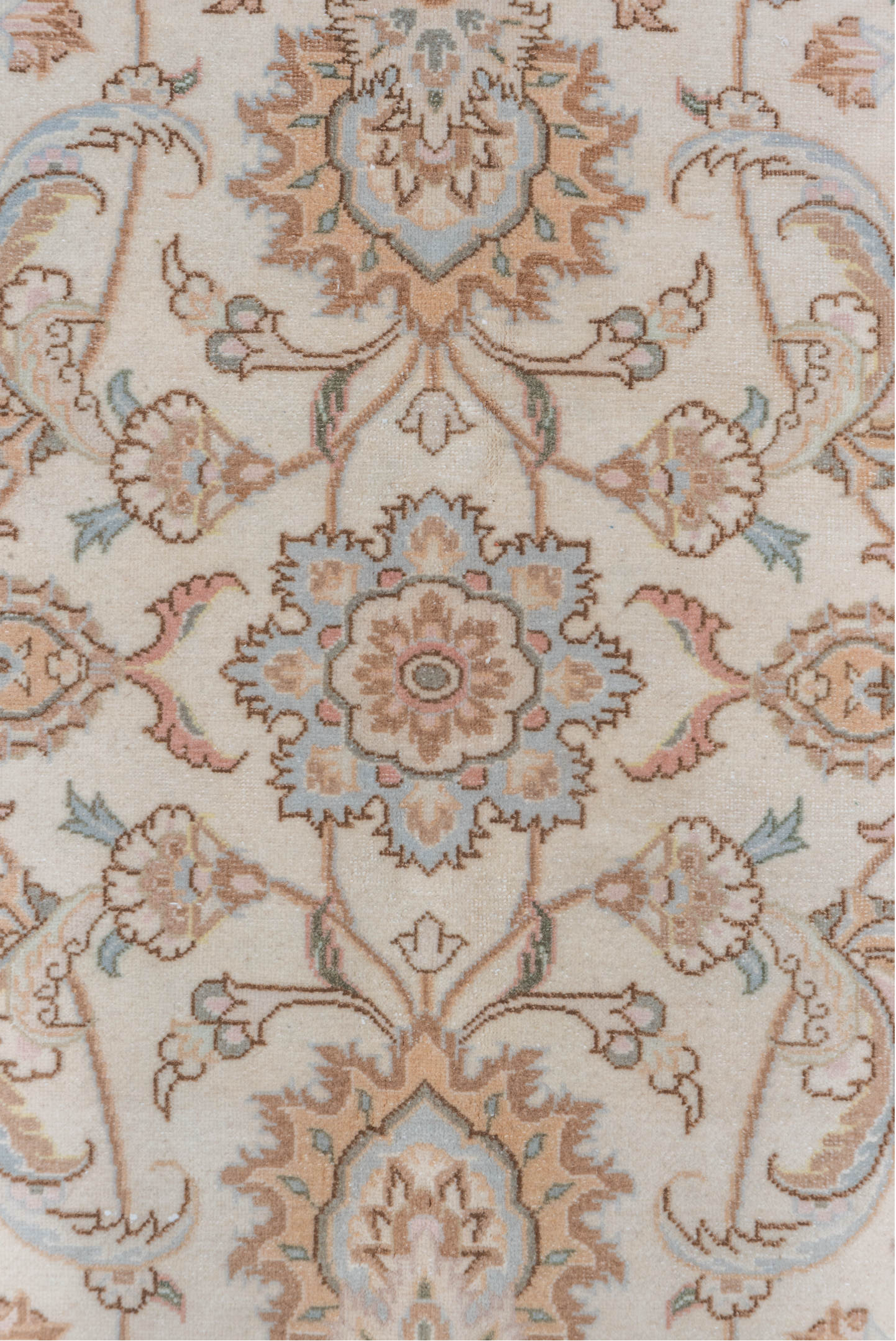 9' x 12' one-of-a-kind handmade vintage Tabriz large size rug. Color palette: brown, dark gray, gray, light gray, off-white