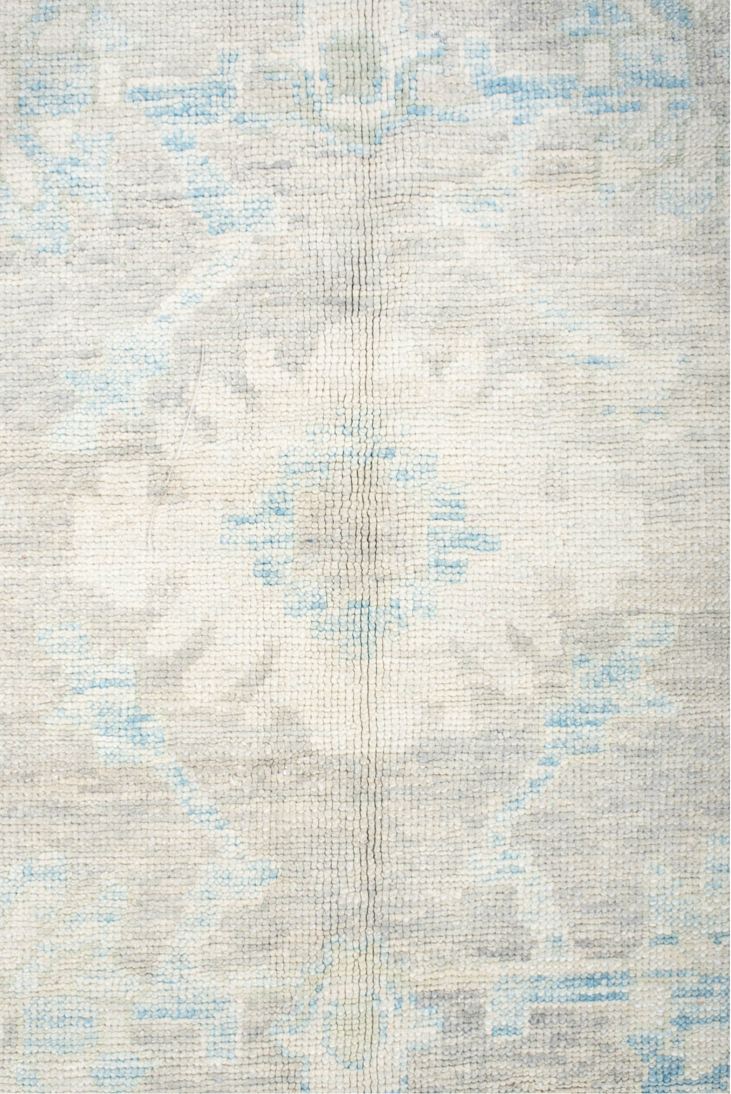 10' x 14' one-of-a-kind handmade vintage Oushak large size rug. Color palette: off-white, gray, light gray, light blue