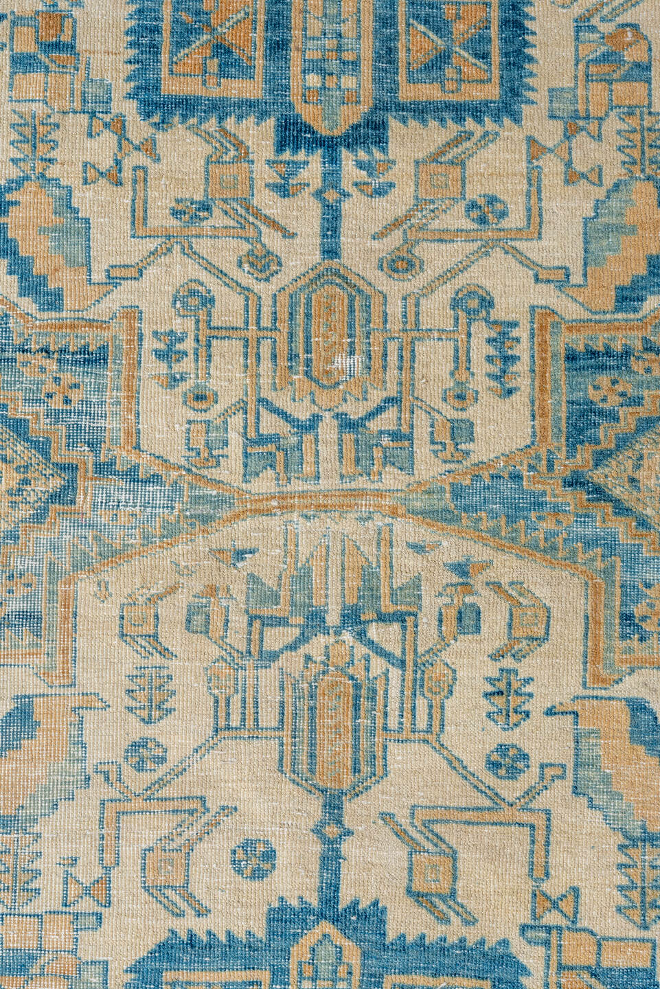 5' x 6' one-of-a-kind handmade vintage Afshar rug. Color palette: blue, brown, dark gray, dim gray, gray, light blue