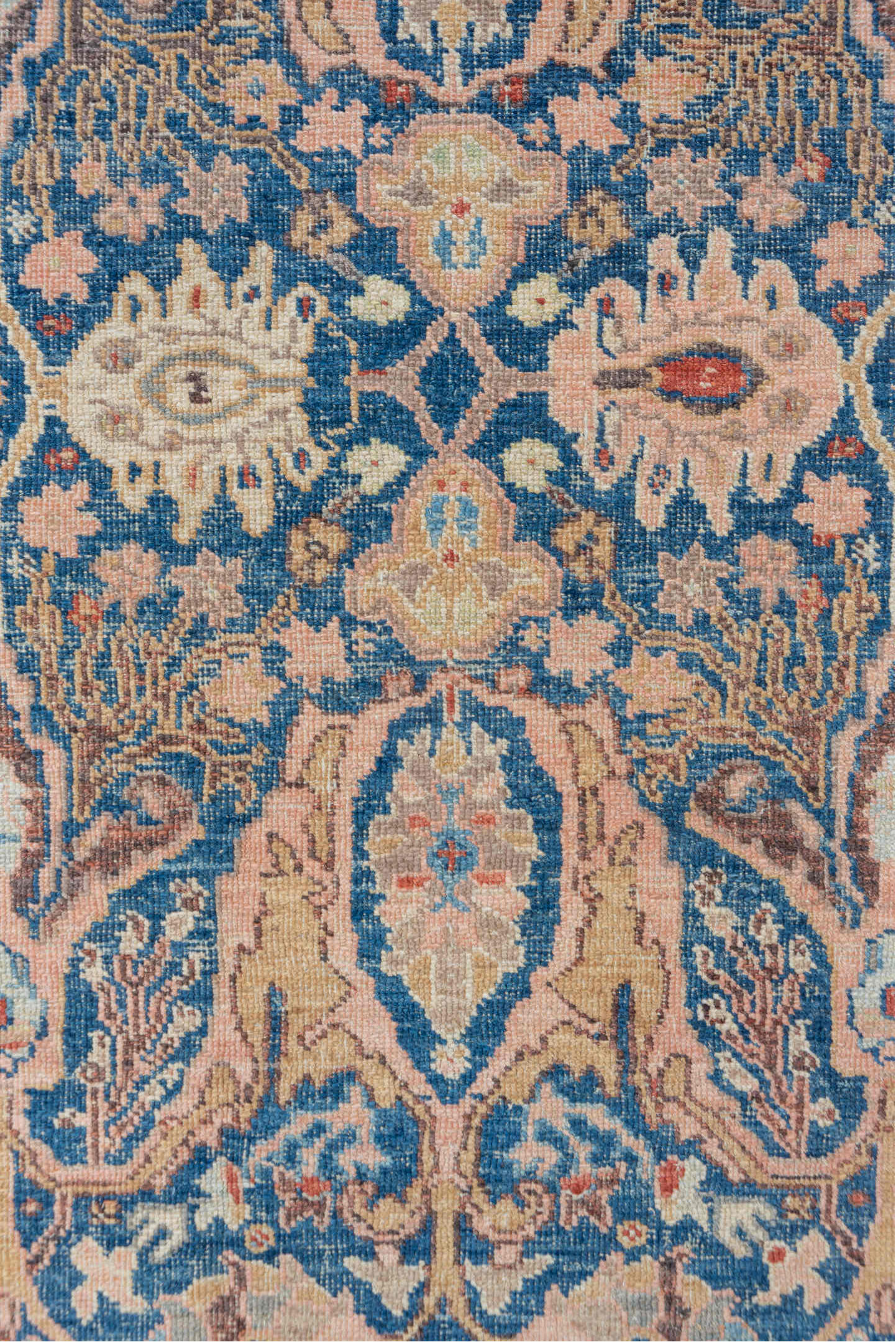 4' x 6' one-of-a-kind handmade vintage Afghan small size rug. Color palette: blue, brown, fiord, gray, light gray