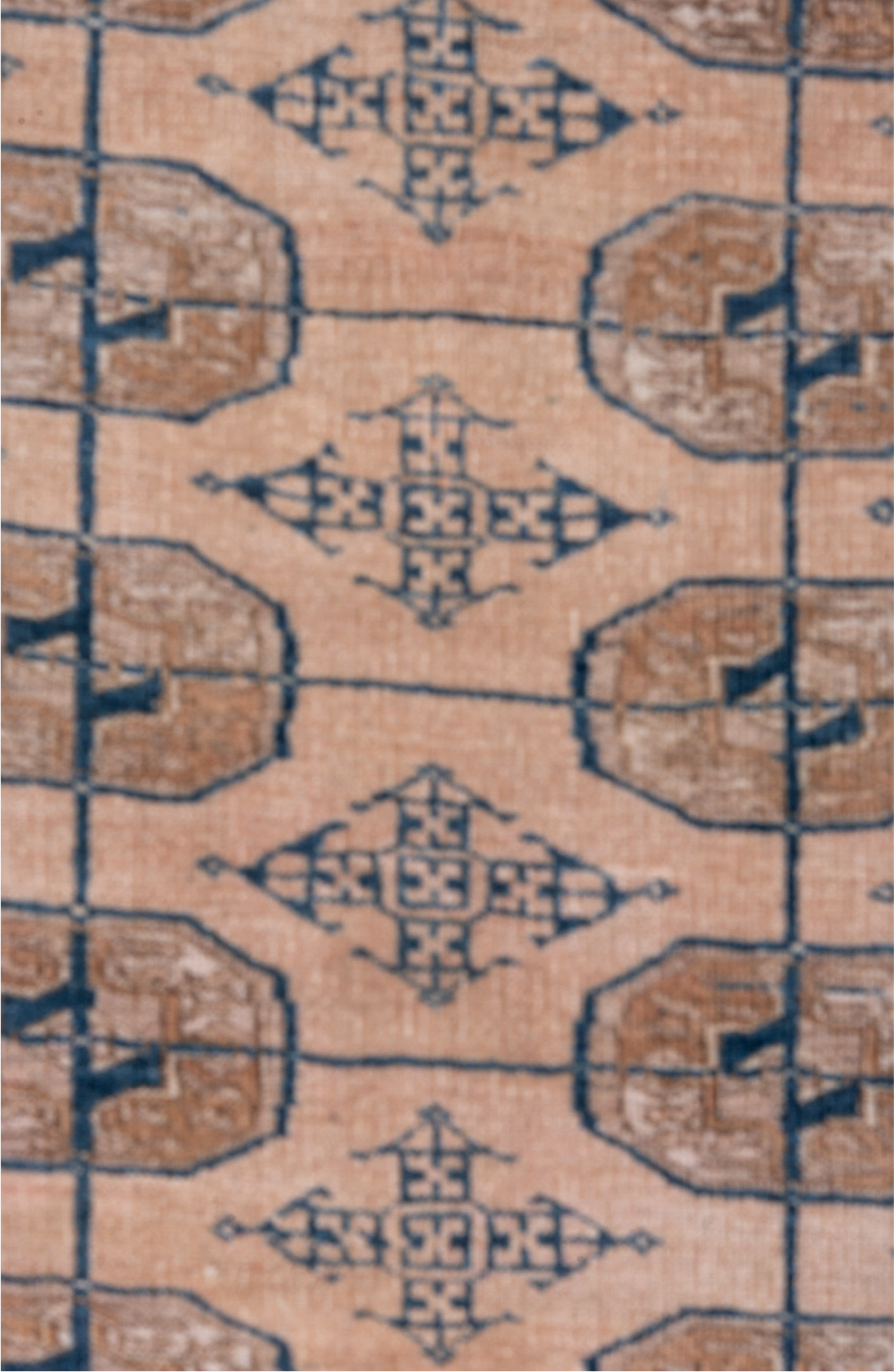 3' x 9' one-of-a-kind handmade vintage Bokara runner rug. Color palette: gray, black, blue, light gray, off-white, pink