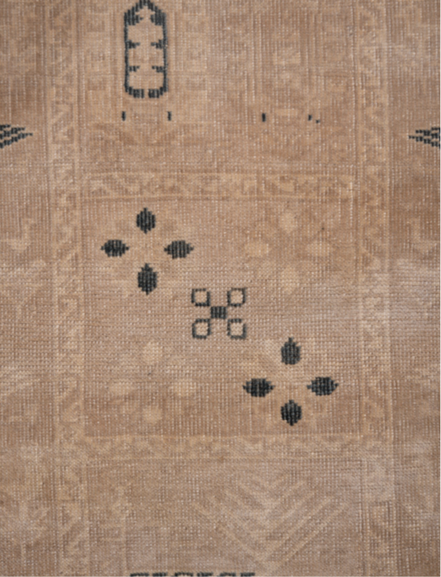 2' x 10' one-of-a-kind handmade vintage Oushak runner rug. Color palette: black, brown, gray, light gray, off-white, orange