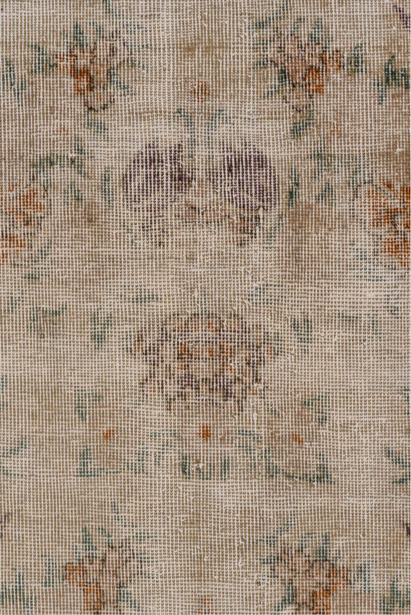 6' x 10' one-of-a-kind handmade vintage Oushak large size rug. Color palette: brown, gray, light gray, off-white, pink