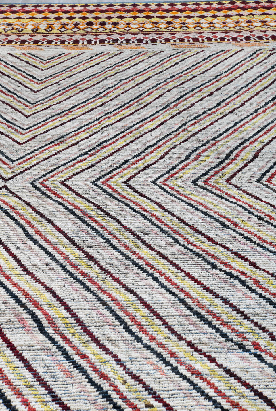 18' x 20' one-of-a-kind handmade vintage Tulu oversize rug. Color palette: black, blue, brown, dark gray, dim gray