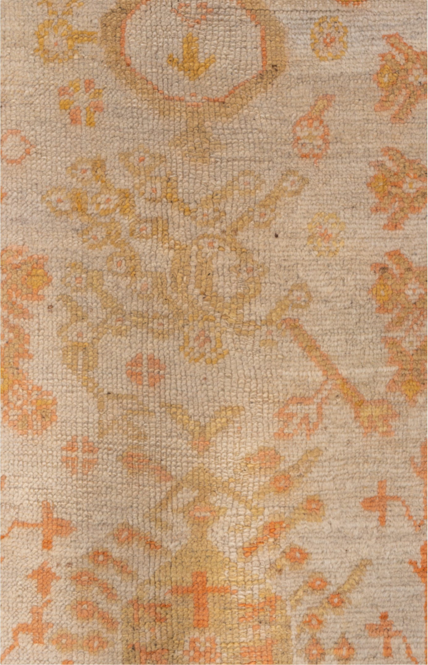 9' x 13' one-of-a-kind handmade vintage Oushak large size rug. Color palette: brown, gainsboro, gray, light gray, off-white