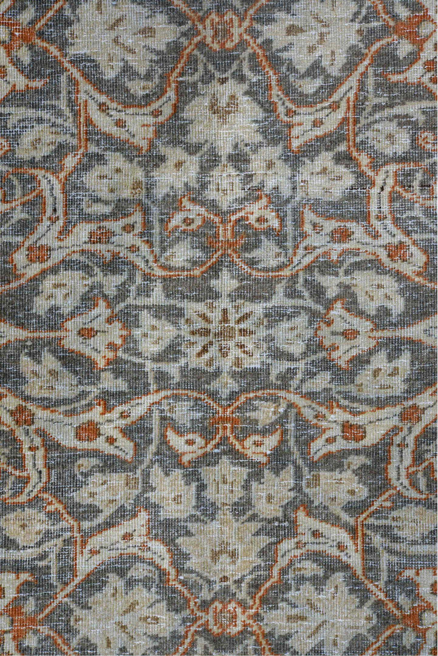 7' x 11' one-of-a-kind handmade vintage Tabriz large size rug. Color palette: black, brown, charcoal, dim gray, gainsboro