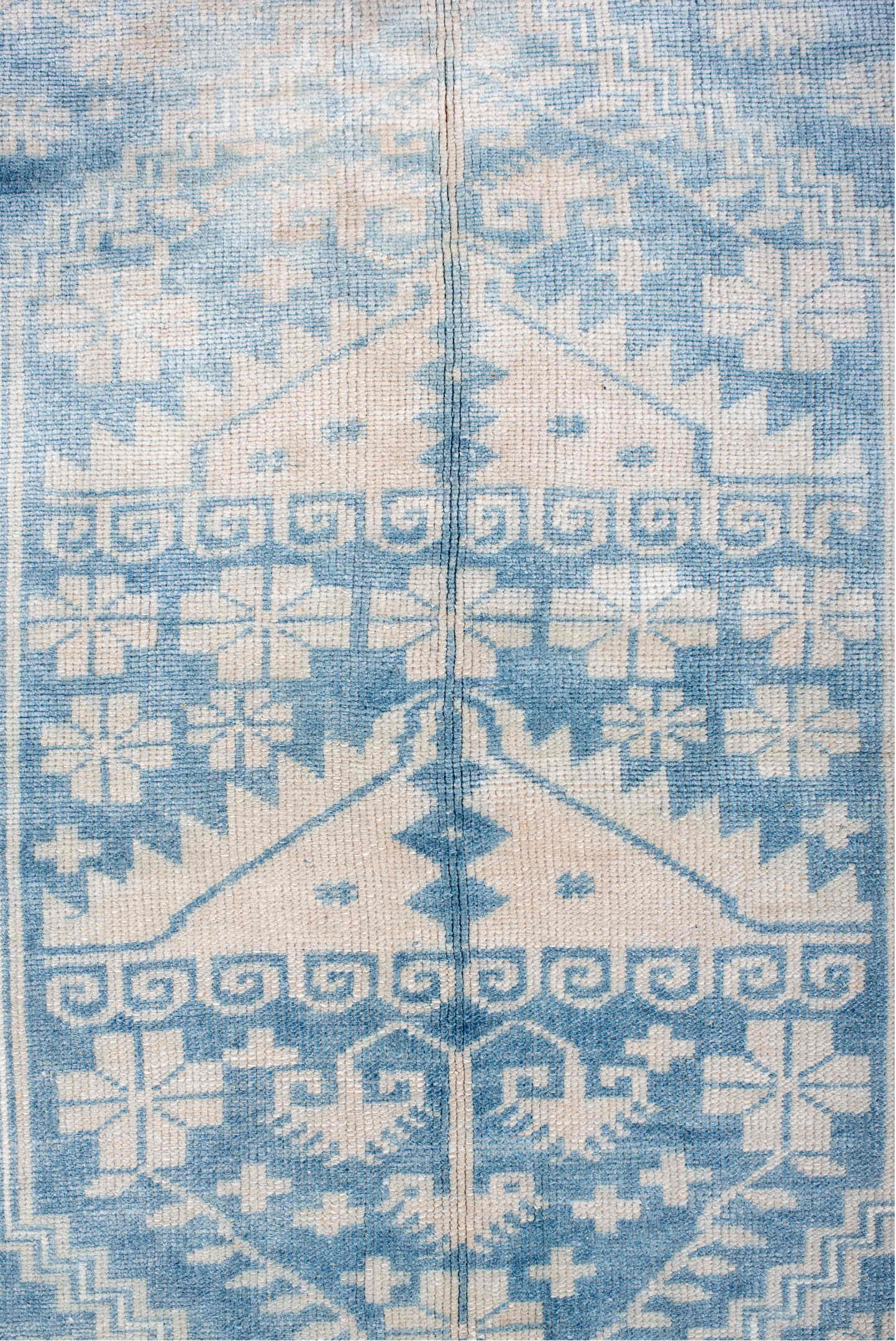 3' x 5' one-of-a-kind handmade vintage Anatol small size rug. Color palette: dark gray, gainsboro, gray, light blue