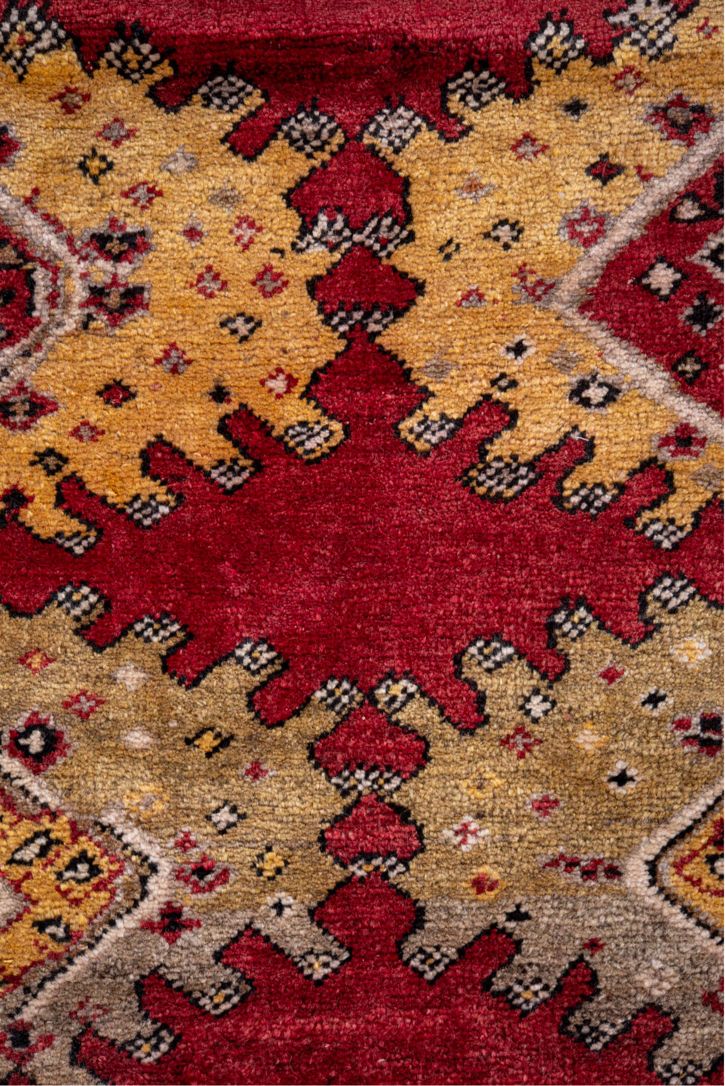 4' x 5' one-of-a-kind handmade vintage Anatol small size rug. Color palette: brown, dark red, gray, light gray, navajo white