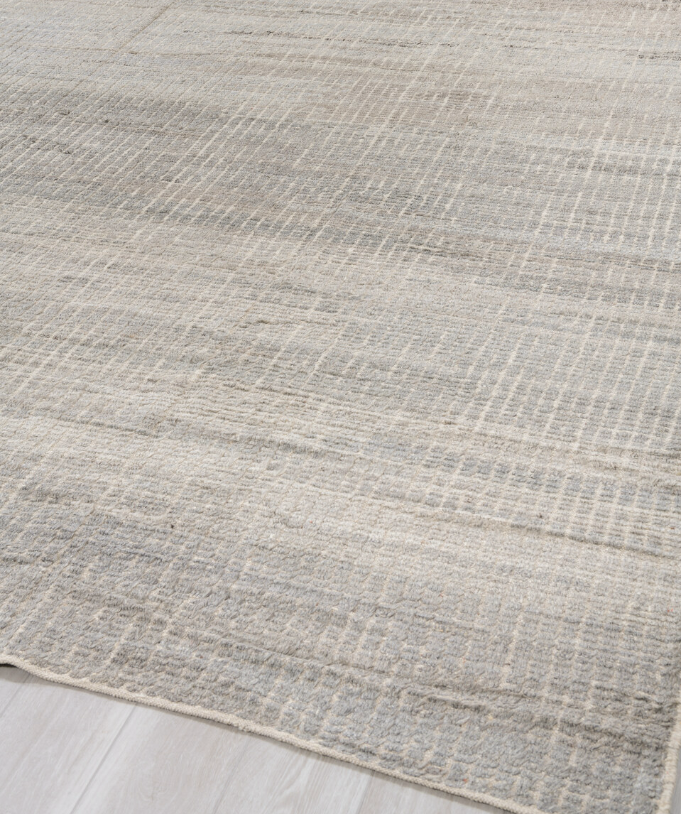 10' x 14' one-of-a-kind handmade vintage Tulu large size rug. Color palette: dark gray, gainsboro, gray, light gray