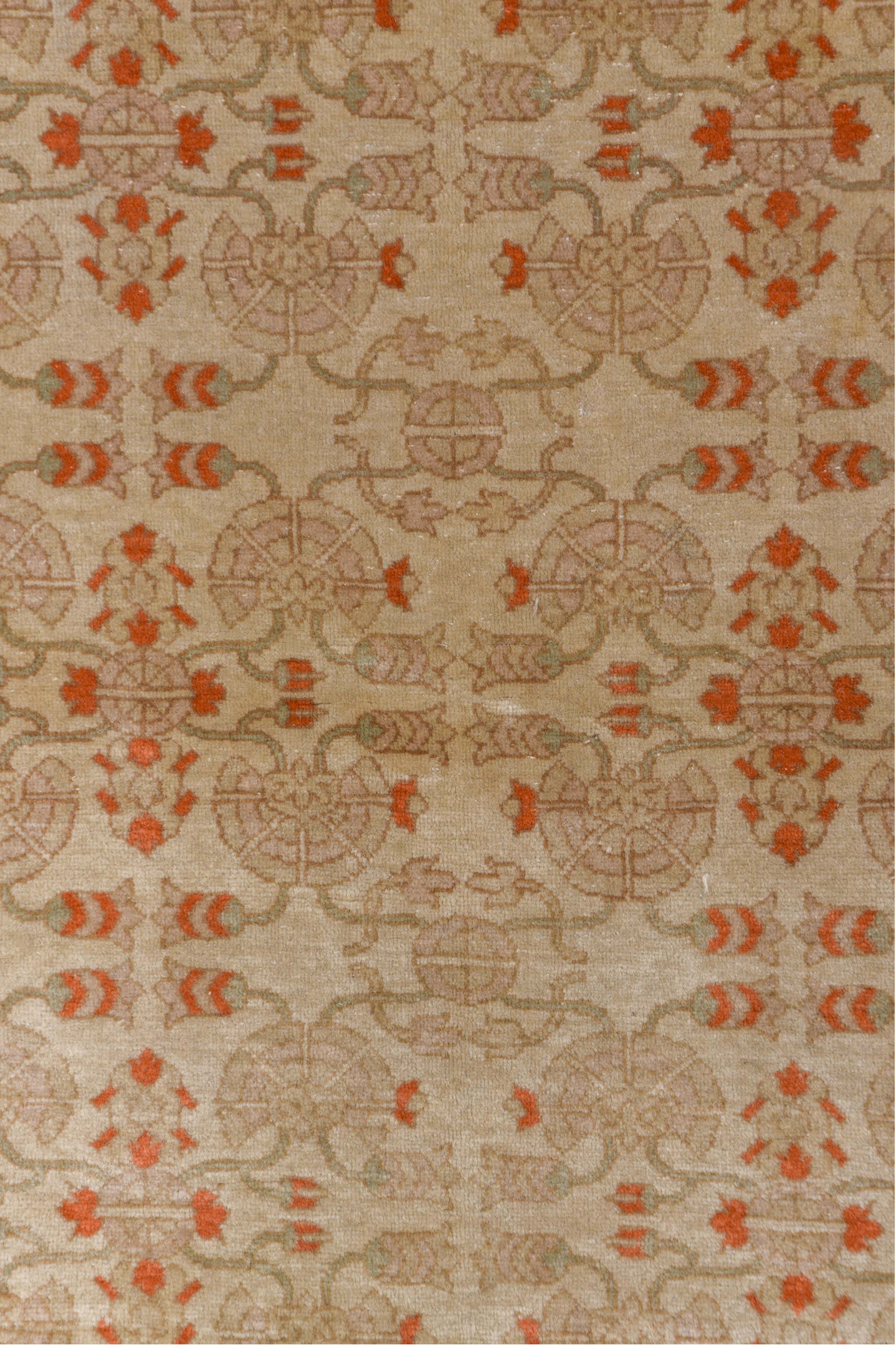 4' x 5' one-of-a-kind handmade vintage Hereke small size rug. Color palette: brown, gray, light gray, off-white, pink