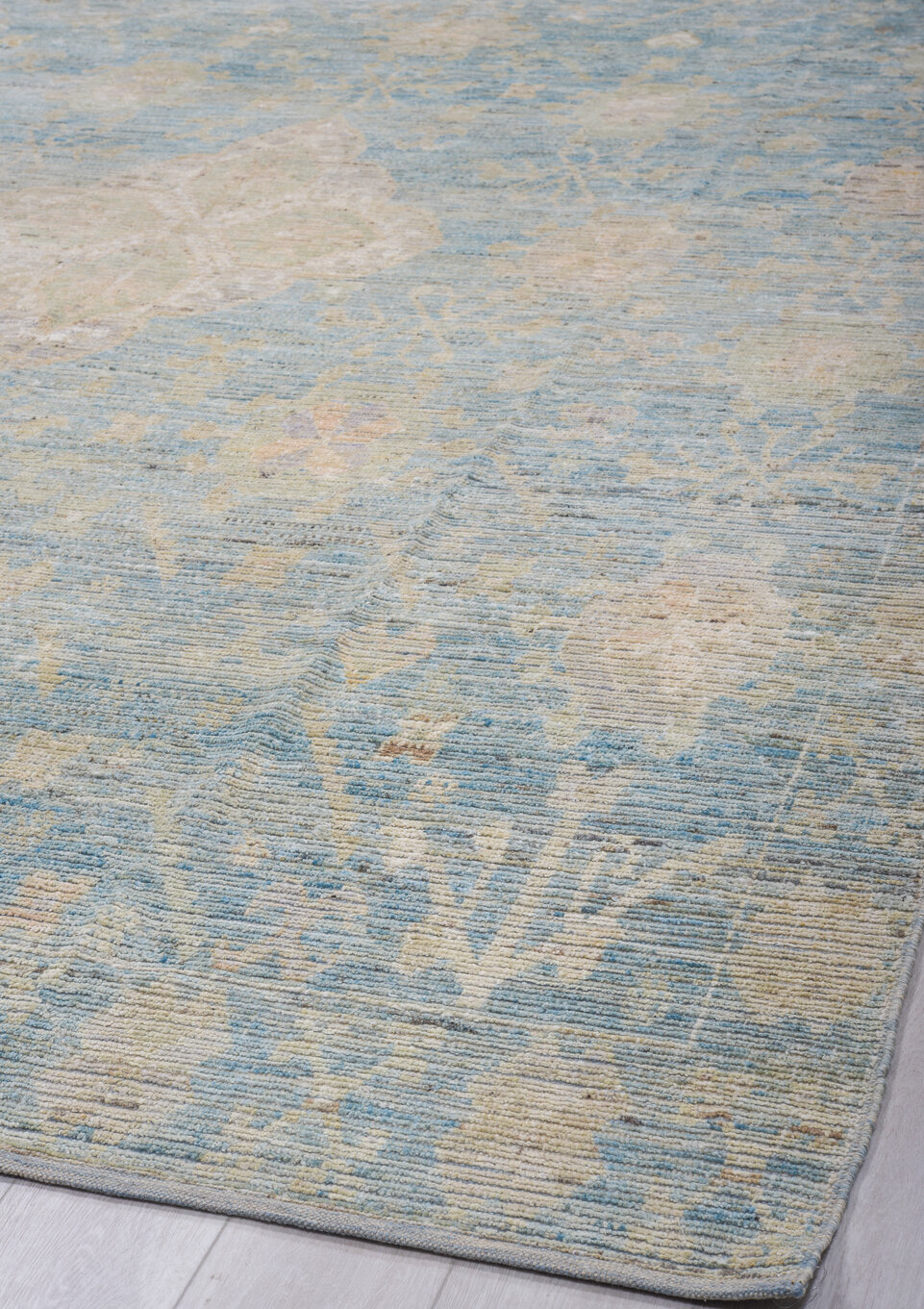 9' x 12' one-of-a-kind handmade vintage Tulu large size rug. Color palette: black, charcoal, dim gray, gray, light blue