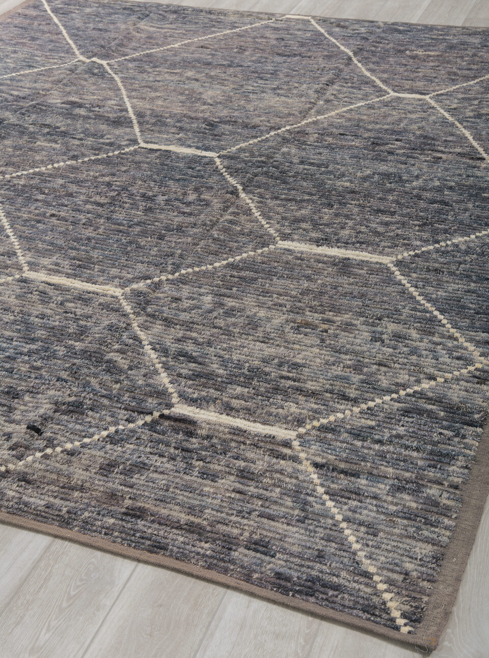 8' x 10' one-of-a-kind handmade vintage Tulu large size rug. Color palette: black, blue, brown, charcoal, dark gray