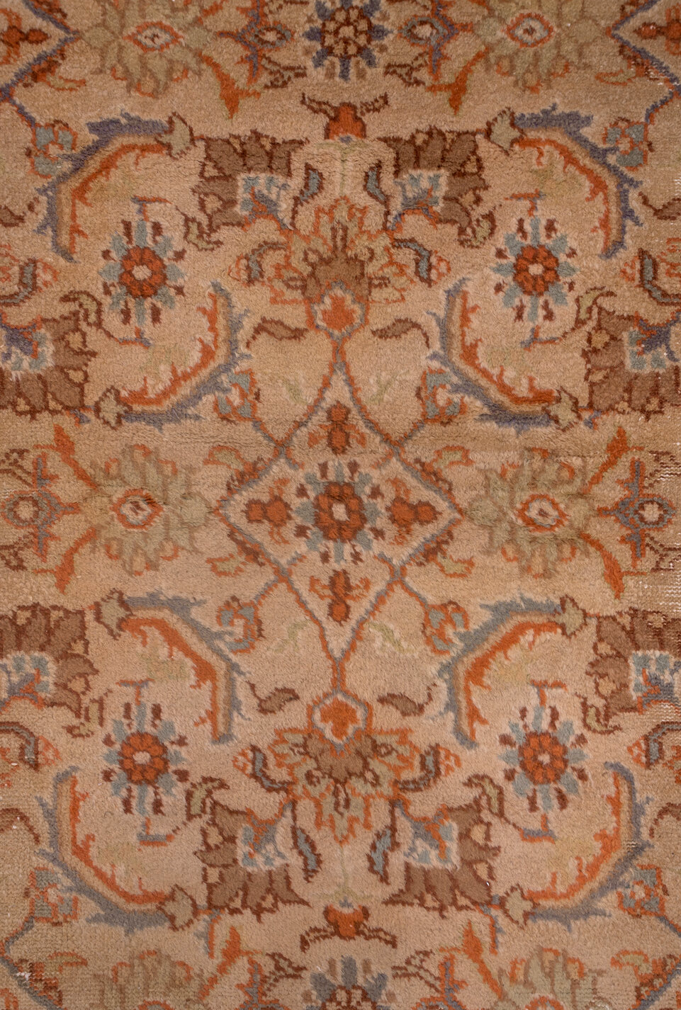 16' x 16' one-of-a-kind handmade vintage Amritzar oversize rug. Color palette: brown, dim gray, gray, light gray, pink