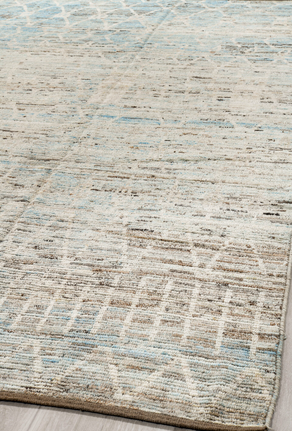 10' x 14' one-of-a-kind handmade vintage Tulu large size rug. Color palette: gray, light gray, off-white, gainsboro, linen