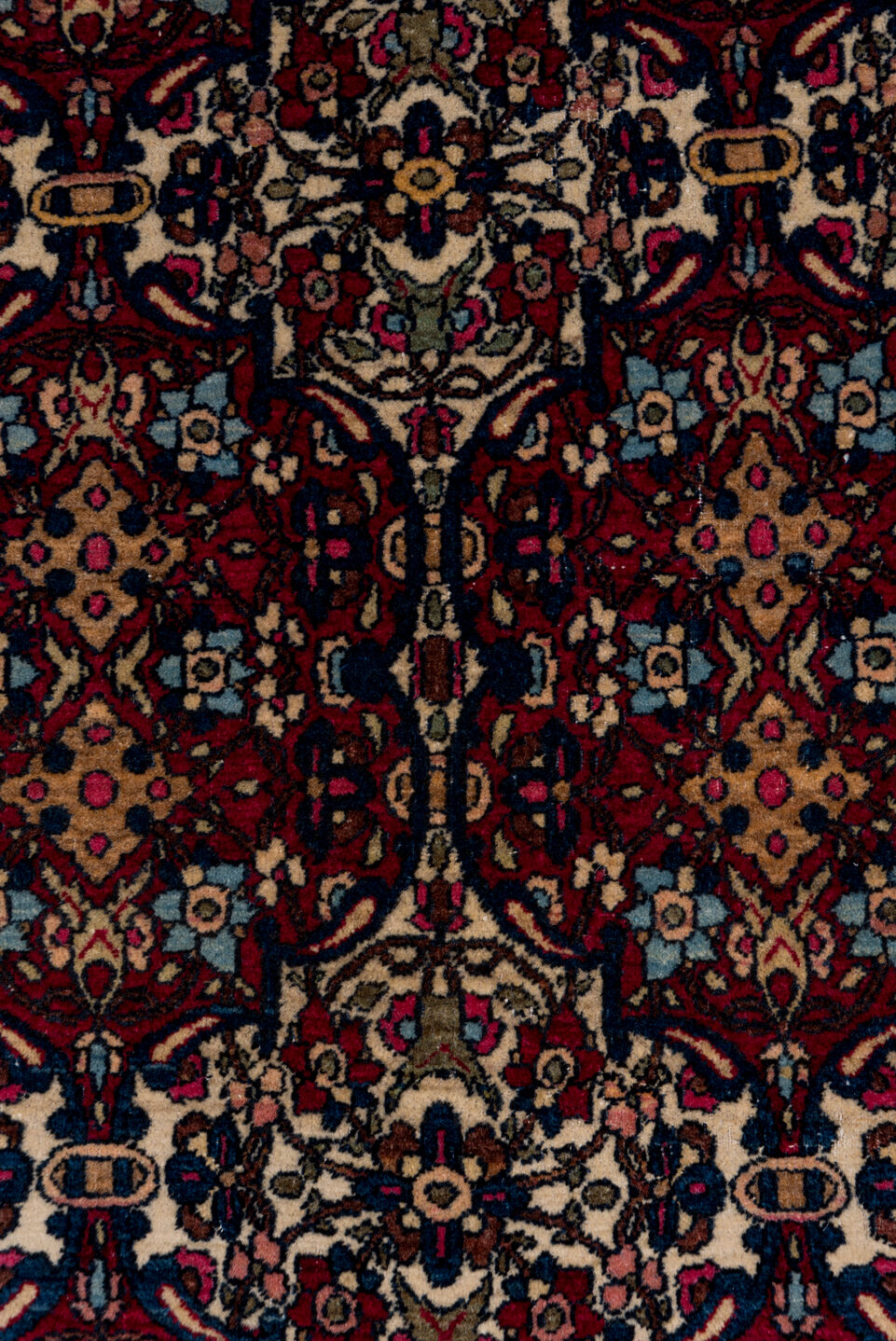 3' x 4' one-of-a-kind handmade vintage Isfahan small size rug. Color palette: black, blue, brown, charcoal, dim gray, gray