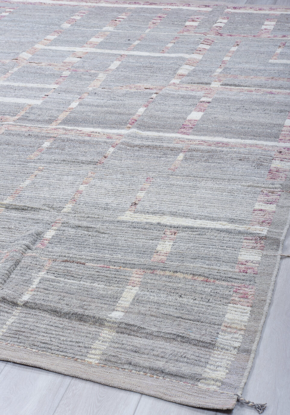 8' x 10' one-of-a-kind handmade vintage Tulu large size rug. Color palette: dark gray, gainsboro, gray, light blue