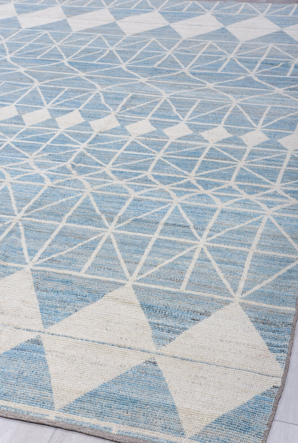 9' x 11' one-of-a-kind handmade vintage Tulu large size rug. Color palette: black, blue, dark gray, dim gray, gainsboro