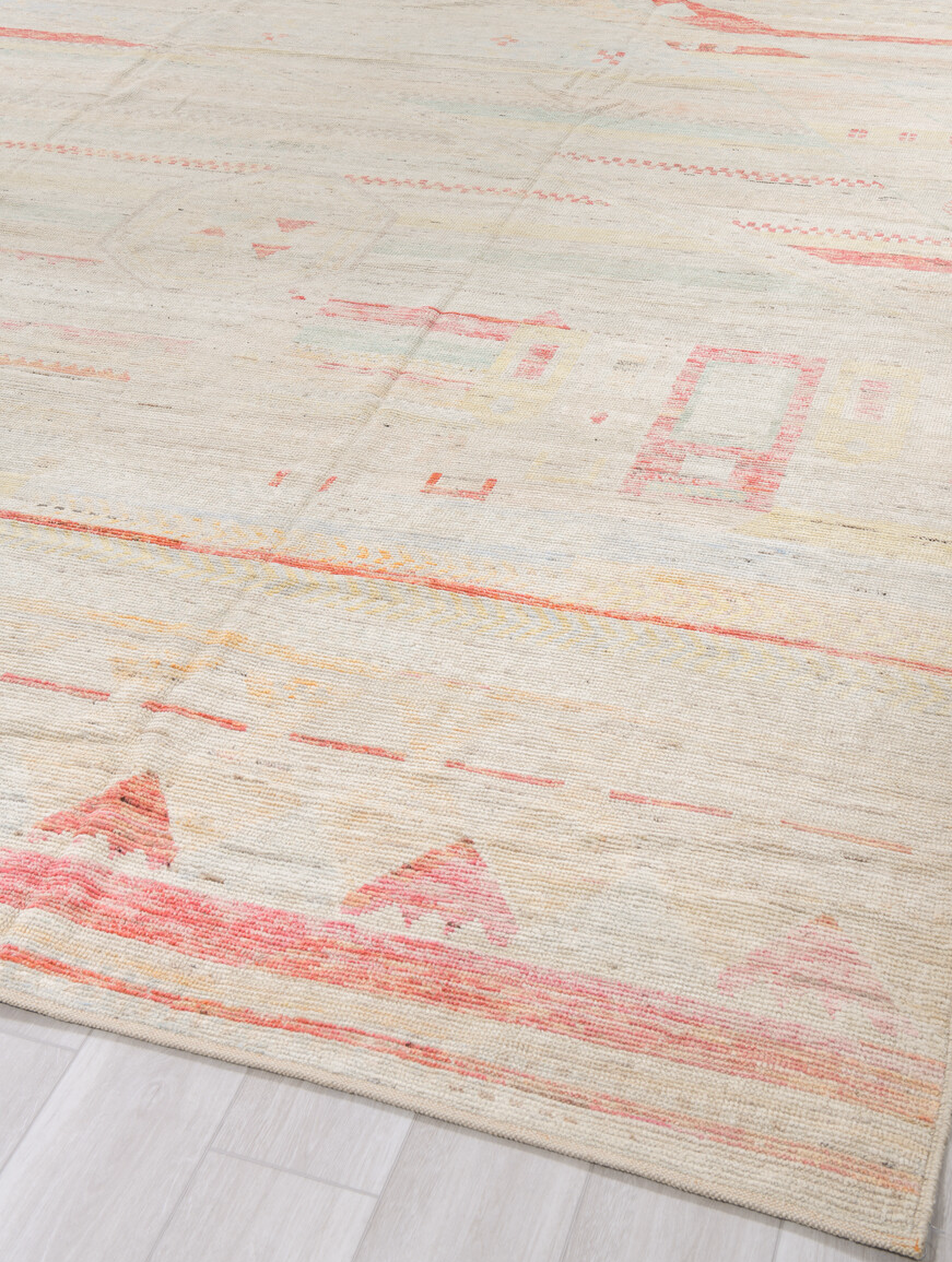 10' x 13' one-of-a-kind handmade vintage Tulu large size rug. Color palette: brown, gainsboro, gray, light gray, linen