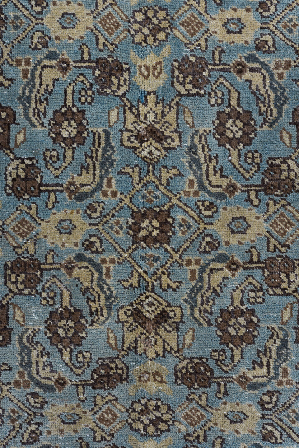 7' x 10' one-of-a-kind handmade vintage Tabriz large size rug. Color palette: brown, dim gray, gainsboro, gray, light gray