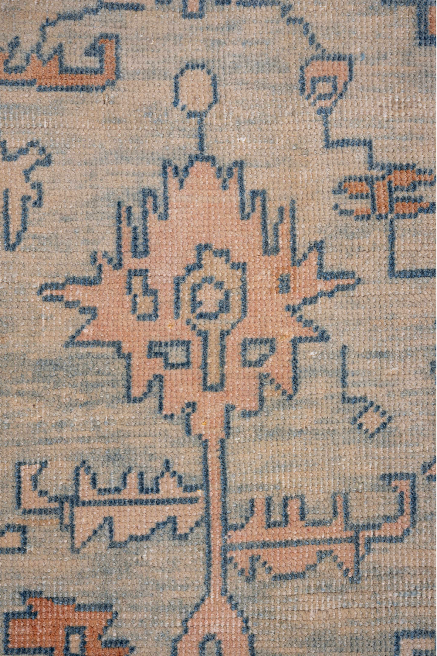 7' x 10' one-of-a-kind handmade vintage Oushak large size rug. Color palette: arapawa, black, blue, brown, dim gray