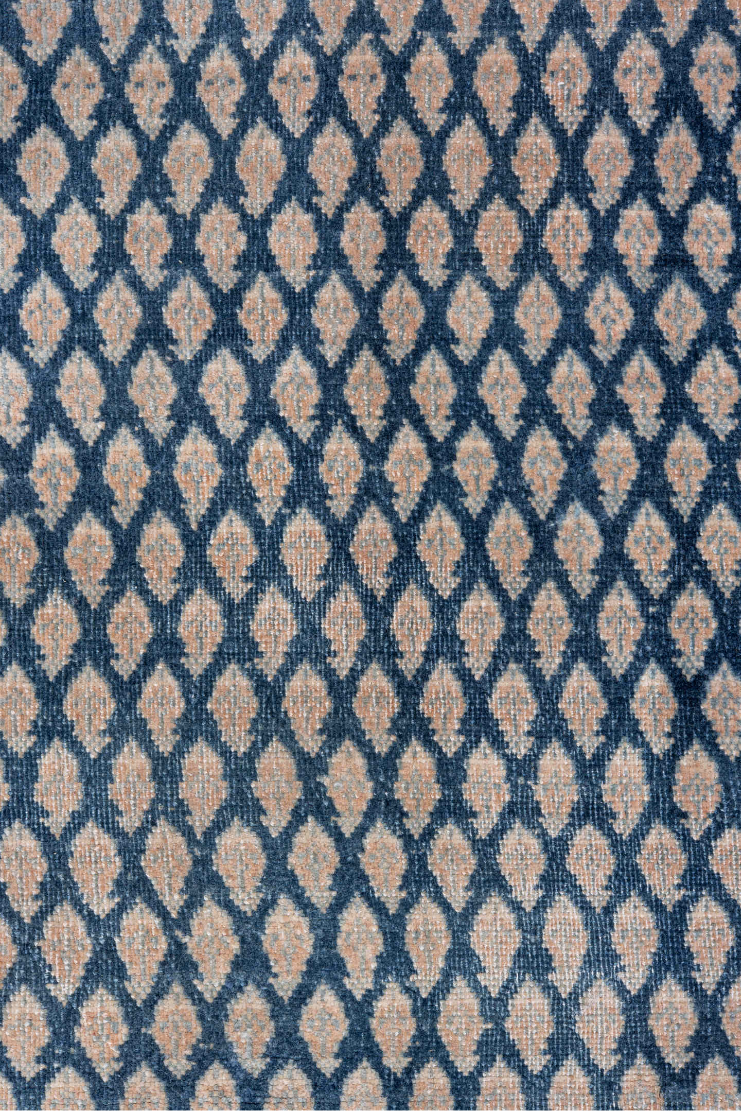 4' x 6' one-of-a-kind handmade vintage Saraband small size rug. Color palette: blue, fiord, gray, light blue, light gray