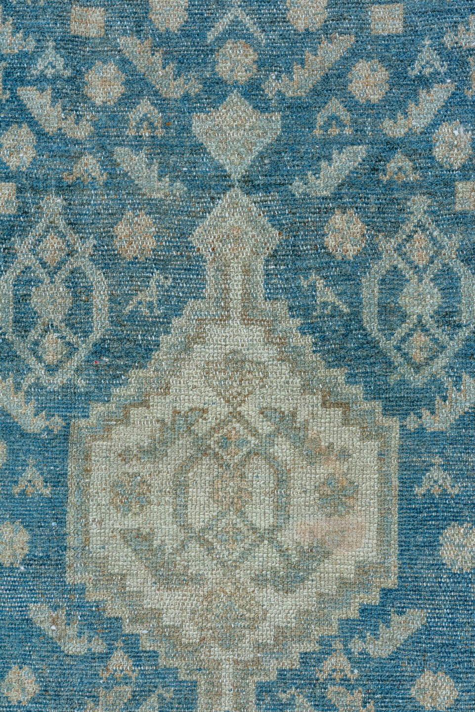 3' x 5' one-of-a-kind handmade vintage Malayer small size rug. Color palette: arapawa, blue, gray, light gray, off-white