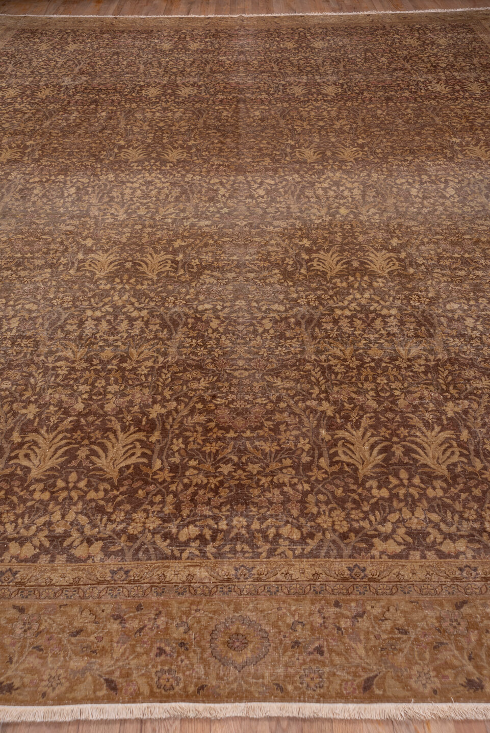 12' x 16' one-of-a-kind handmade vintage Sivas oversize rug. Color palette: brown, pink, redwood