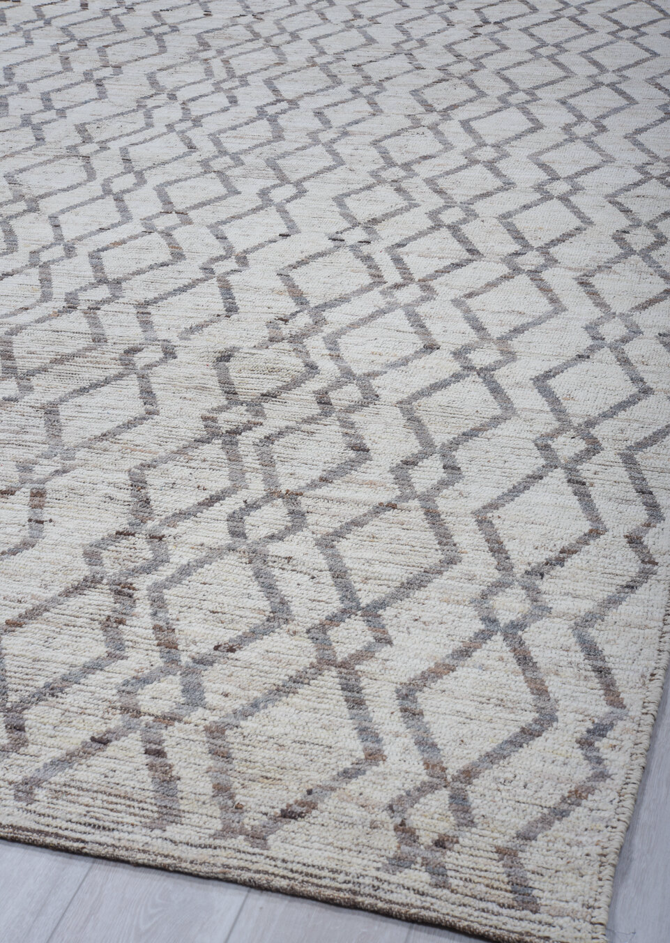 10' x 13' one-of-a-kind handmade vintage Tulu large size rug. Color palette: dark gray, dim gray, gainsboro, gray