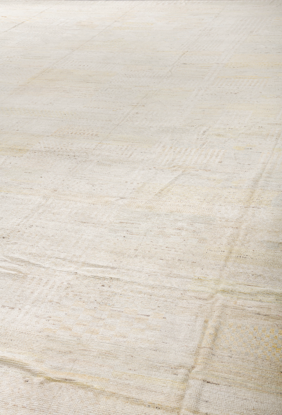 14' x 19' one-of-a-kind handmade vintage Tulu oversize rug. Color palette: antiquewhite, brown, gainsboro, gray, light gray