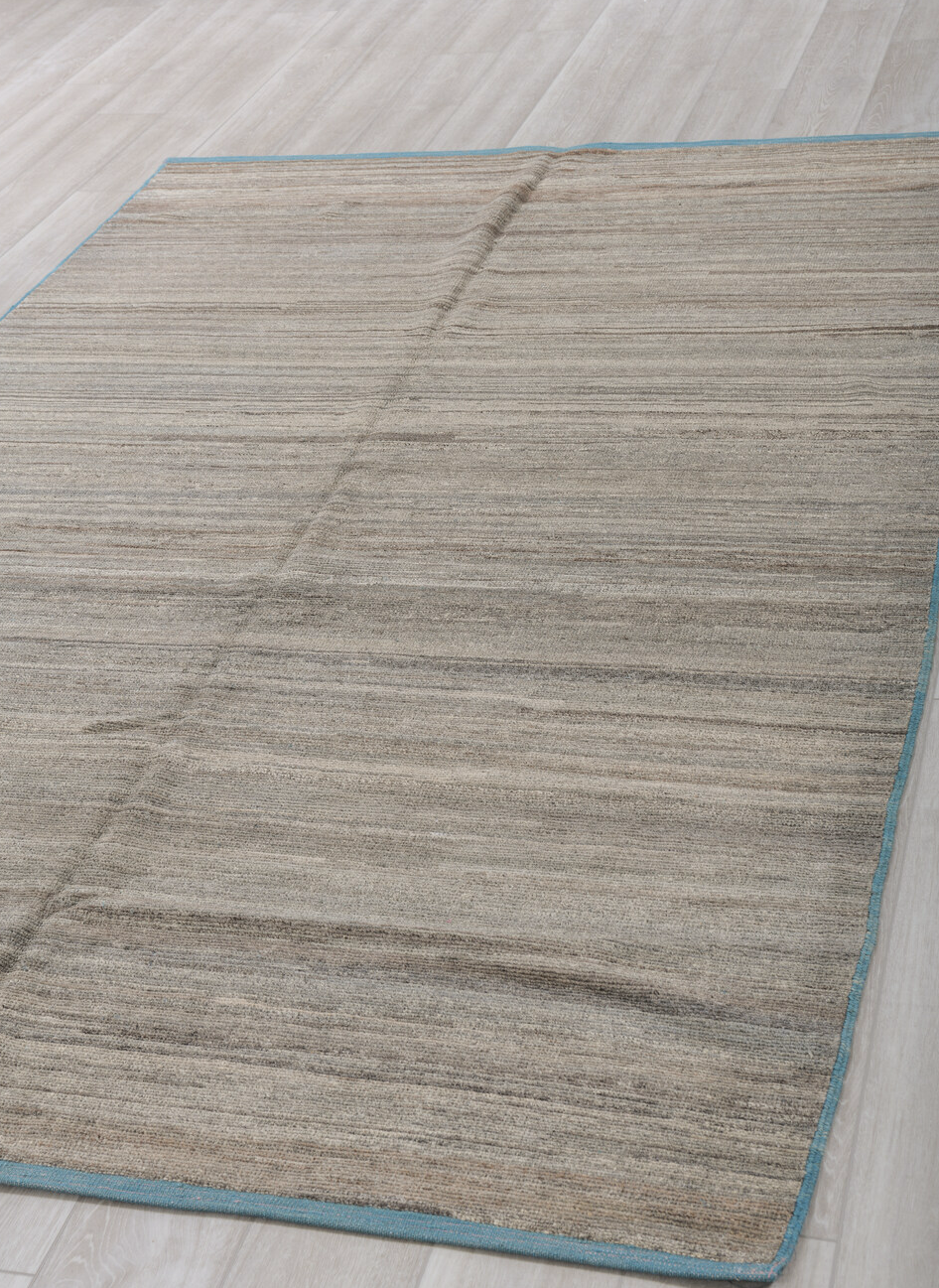 6' x 9' one-of-a-kind handmade vintage Tulu medium size rug. Color palette: blue, dark gray, gray, light gray, off-white