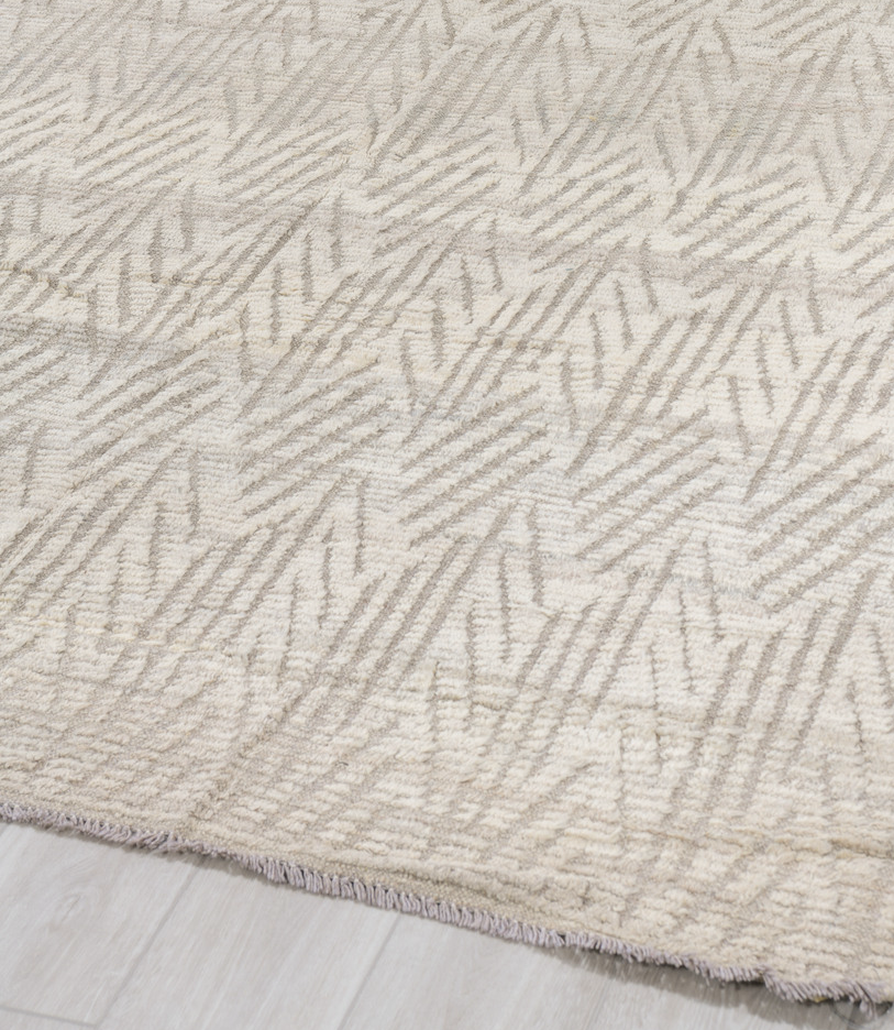 8' x 9' one-of-a-kind handmade vintage Tulu rug. Color palette: dark gray, dim gray, gainsboro, gray, light gray, linen