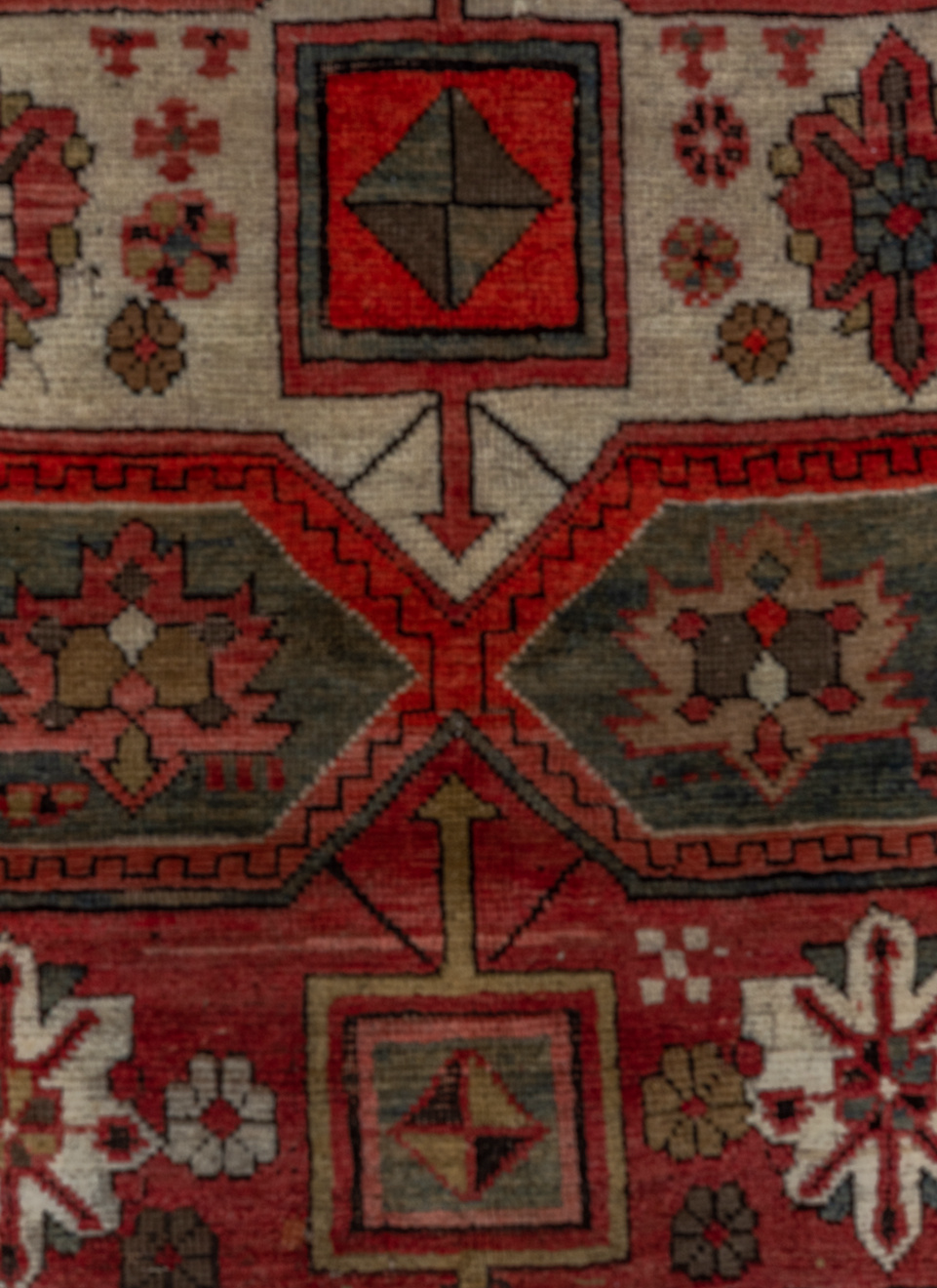 3' x 8' one-of-a-kind handmade vintage Kazak runner rug. Color palette: black, blue, brown, gray