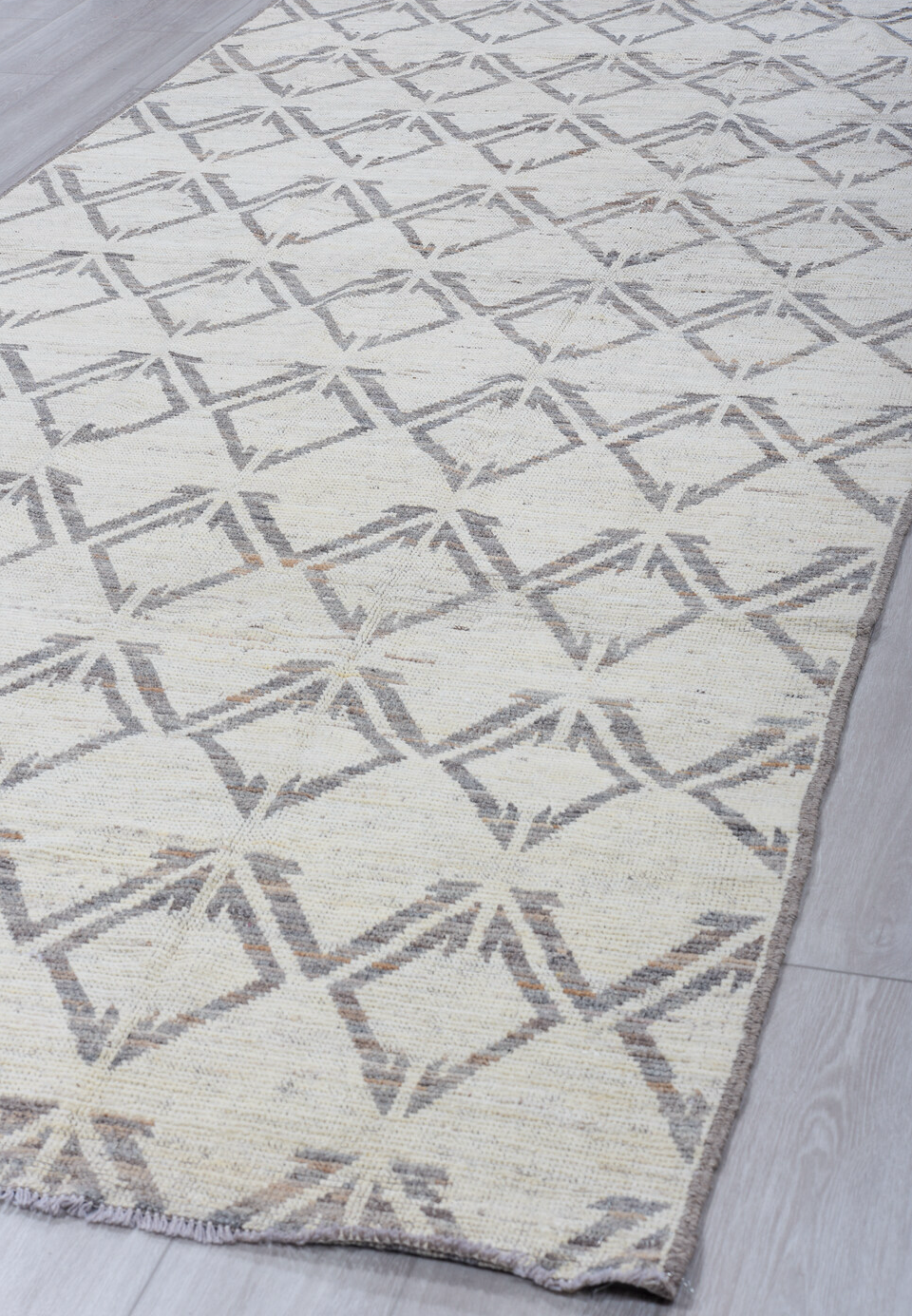 5' x 11' one-of-a-kind handmade vintage Tulu rug. Color palette: dark gray, dim gray, gainsboro, gray, light blue