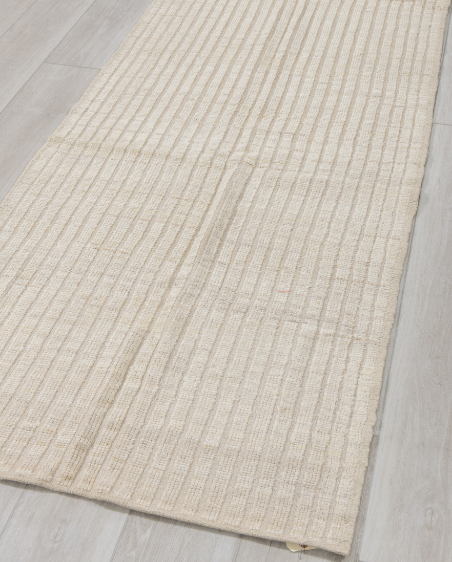 3' x 9' one-of-a-kind handmade vintage Tulu runner rug. Color palette: dark gray, gainsboro, gray, light gray, off-white