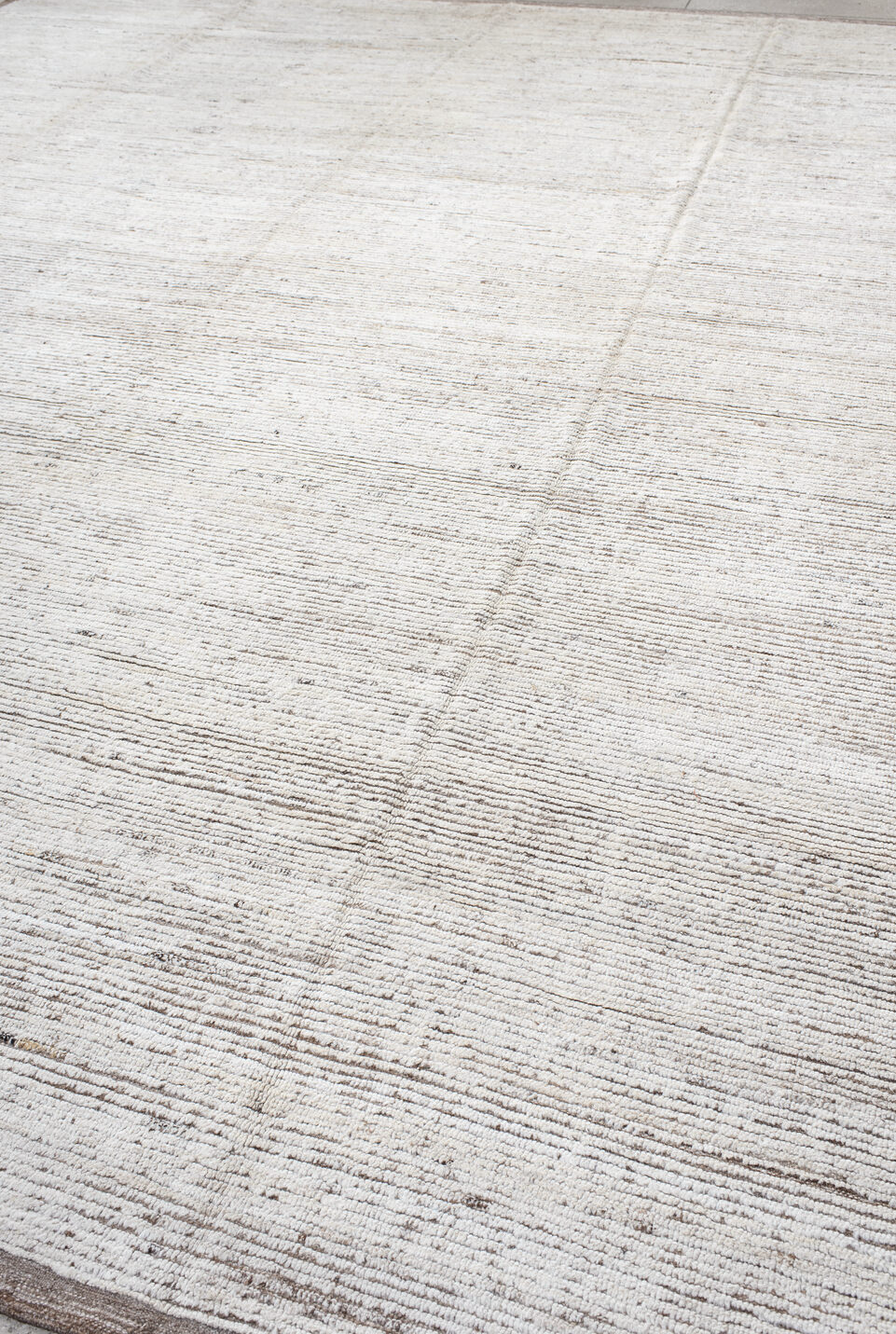 12' x 15' one-of-a-kind handmade vintage Tulu oversize rug. Color palette: dark gray, gainsboro, gray, light gray, linen