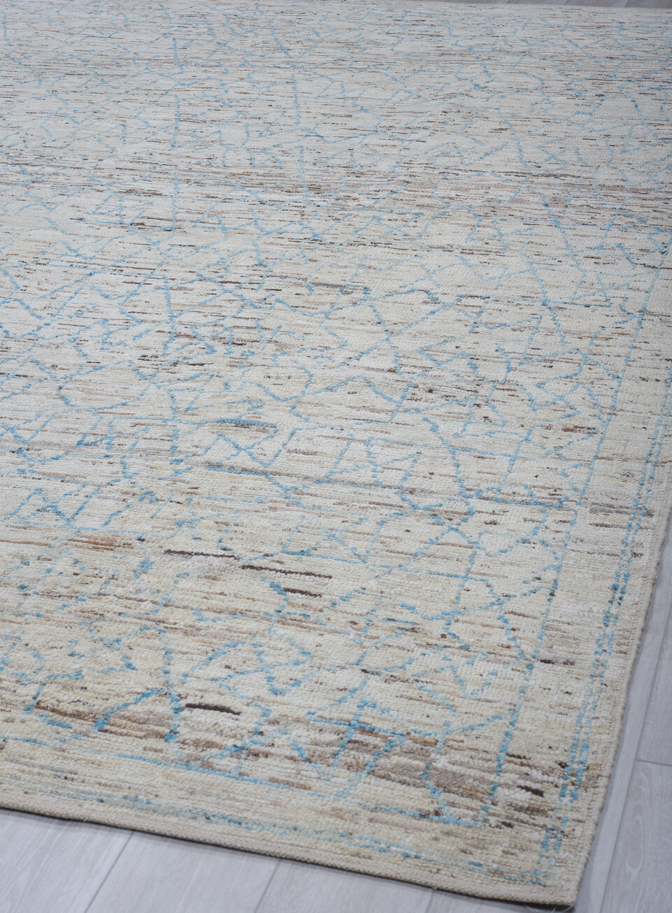 9' x 12' one-of-a-kind handmade vintage Tulu large size rug. Color palette: dark gray, gainsboro, gray, light blue