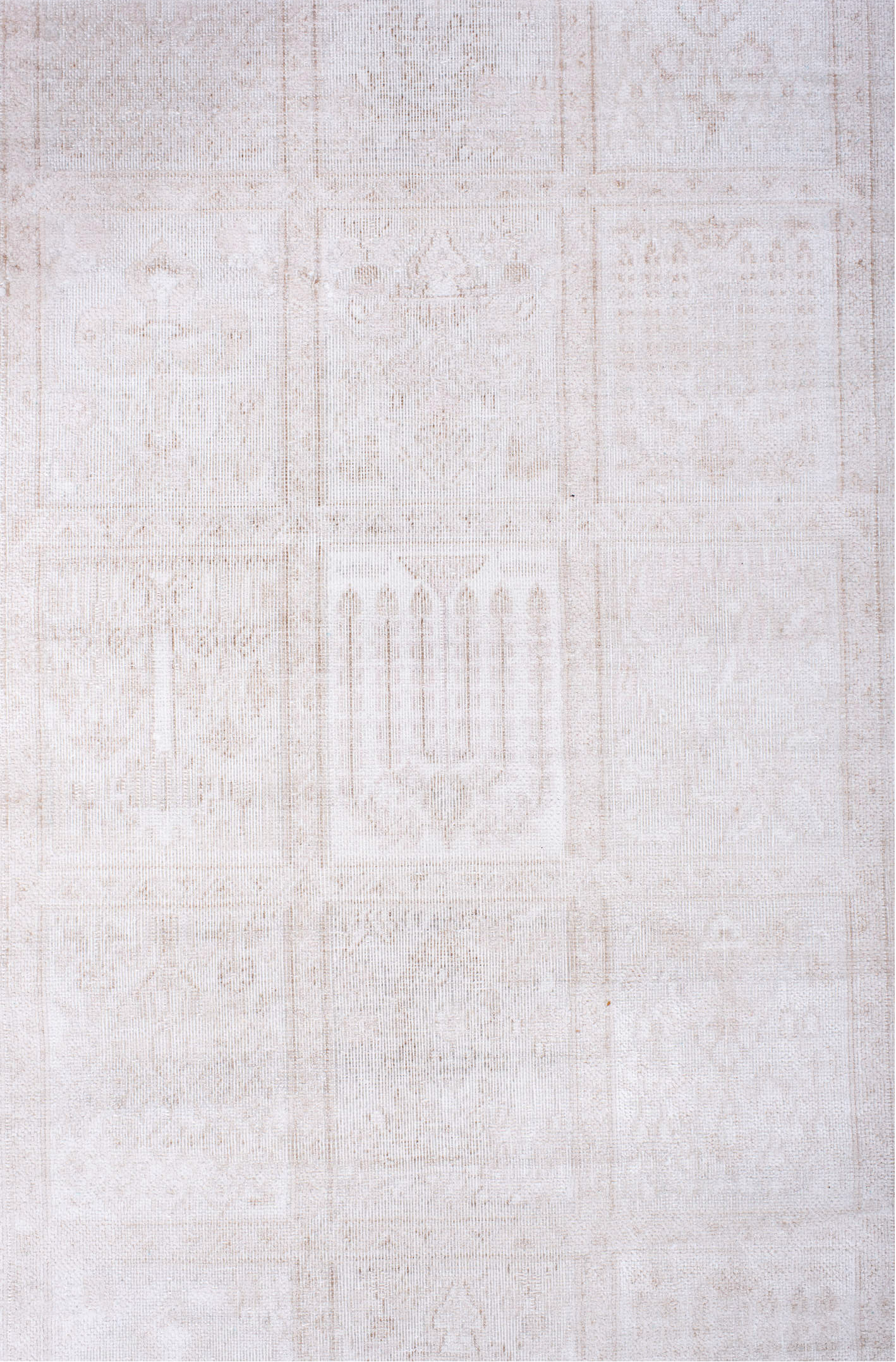 2' x 9' one-of-a-kind handmade vintage Kaisary runner rug. Color palette: gainsboro, ghost white, gray, lavender blush