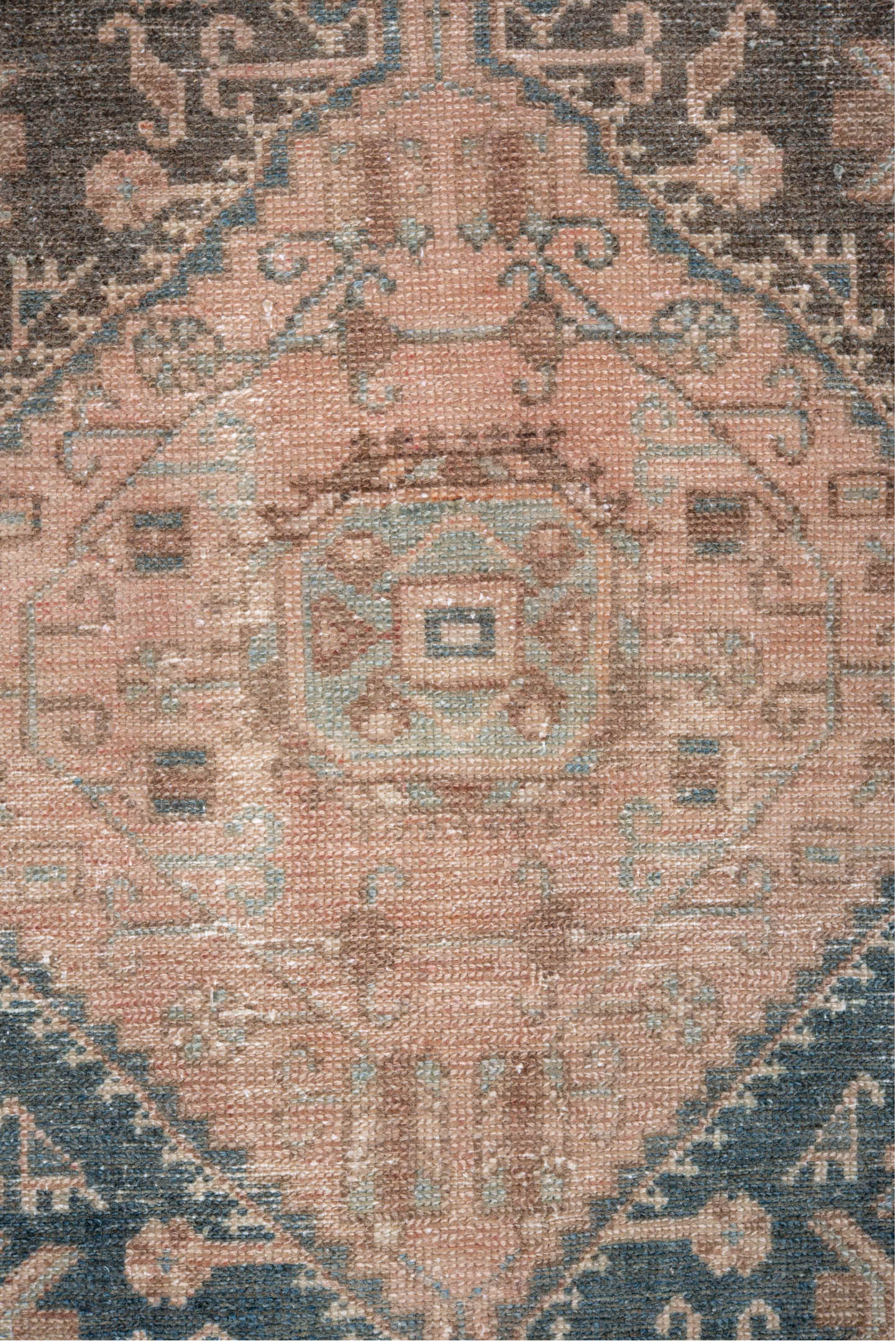 2' x 4' one-of-a-kind handmade vintage Hamadan small size rug. Color palette: blue, brown, dark gray, dim gray, gray