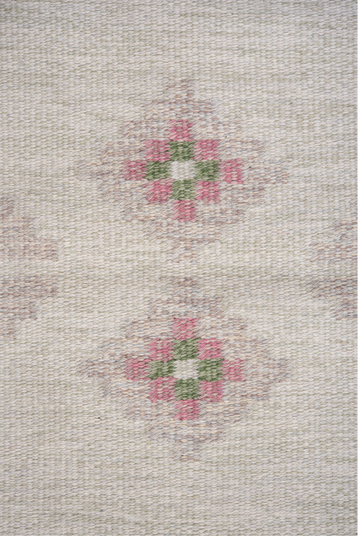 2' x 12' one-of-a-kind handmade vintage Kilim runner rug. Color palette: brown, gainsboro, gray, light gray, off-white, pink