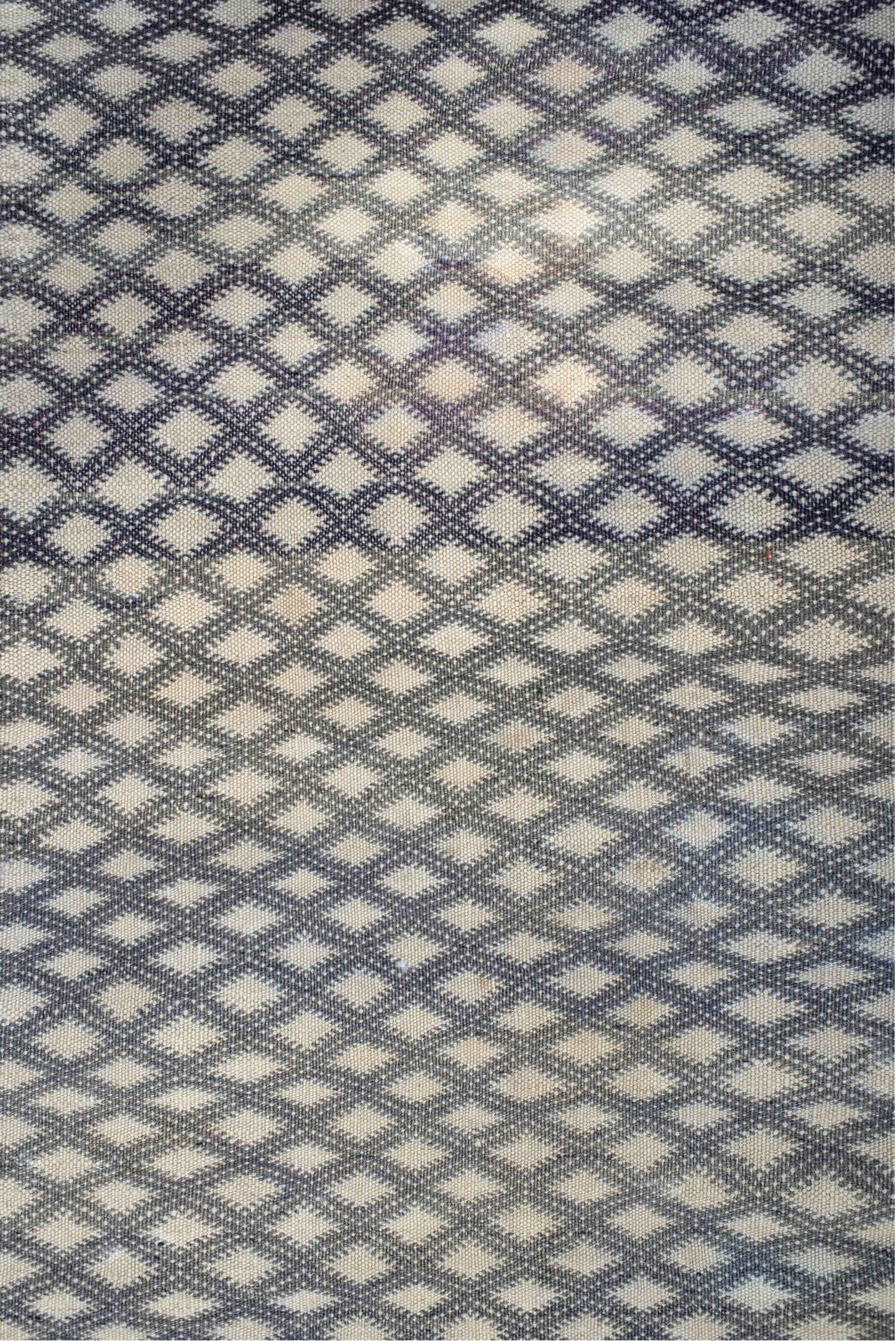 3' x 8' one-of-a-kind handmade vintage Kilim runner rug. Color palette: black, blue, dark gray, dim gray, gainsboro