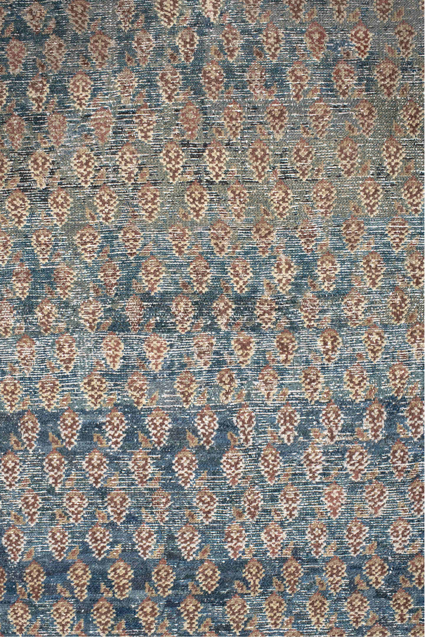 9' x 10' one-of-a-kind handmade vintage Mahal large size rug. Color palette: gray, light gray, off-white, black, blue, brown