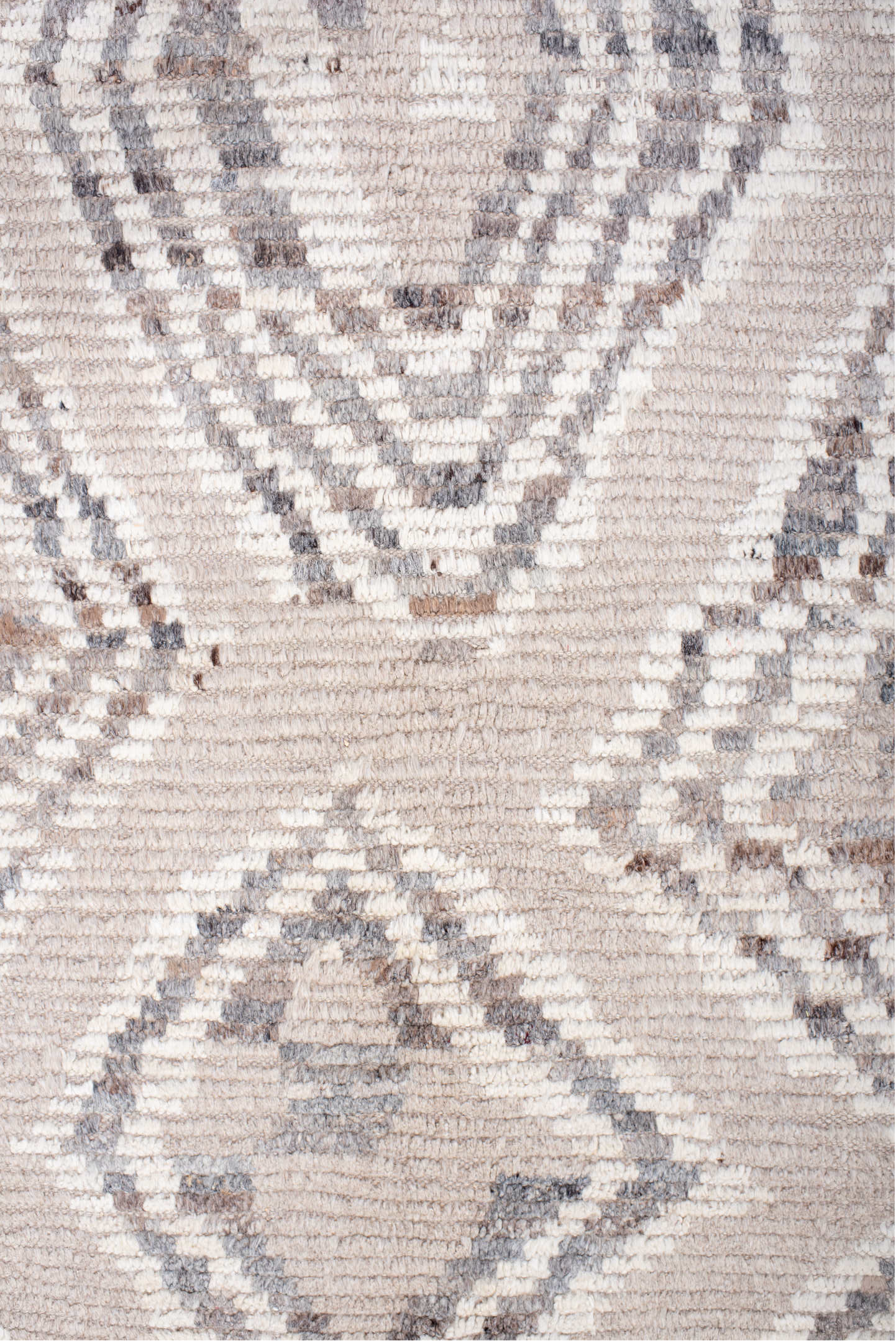 10' x 14' one-of-a-kind handmade vintage Tulu large size rug. Color palette: dark gray, gainsboro, gray, light gray, linen