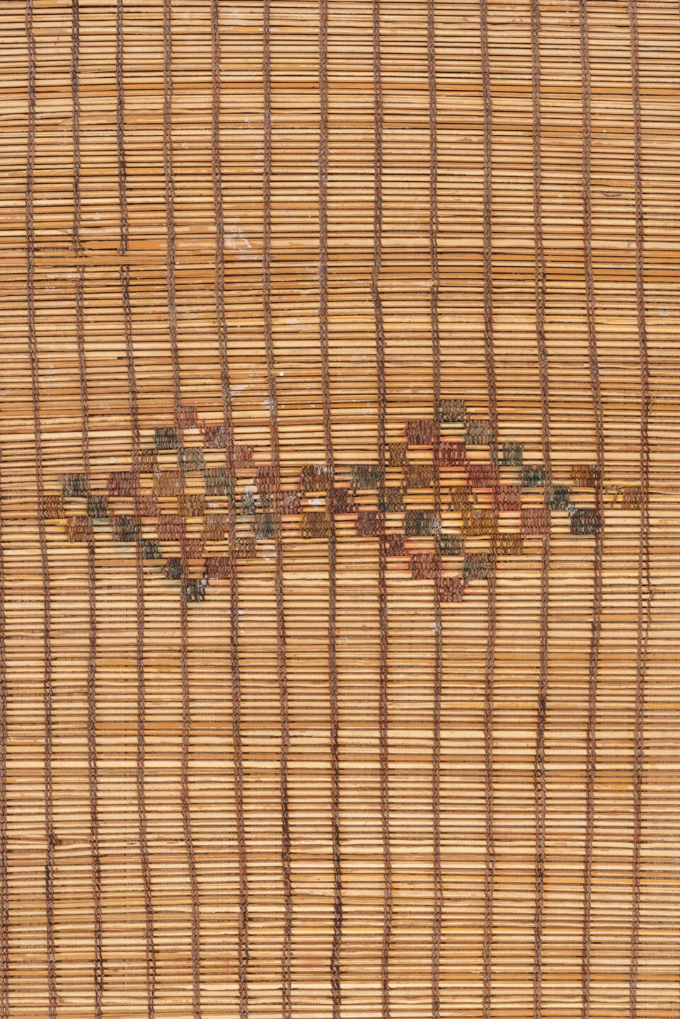 6' x 8' one-of-a-kind handmade vintage Tuareg medium size rug. Color palette: black, brown, gray, off-white, orange