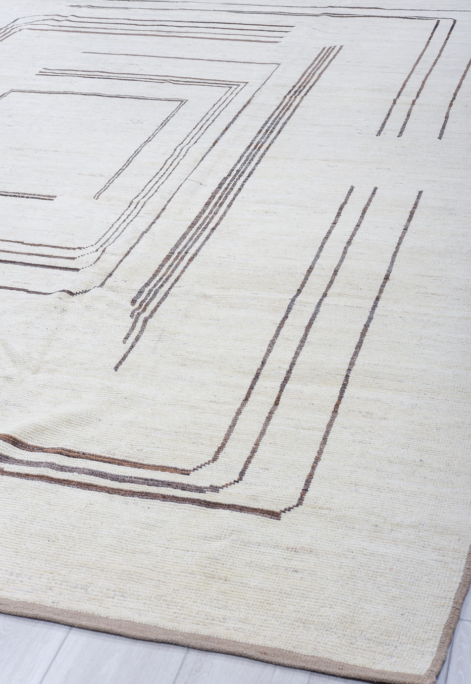 9' x 12' one-of-a-kind handmade vintage Tulu large size rug. Color palette: black, charcoal, dark gray, gainsboro, gray