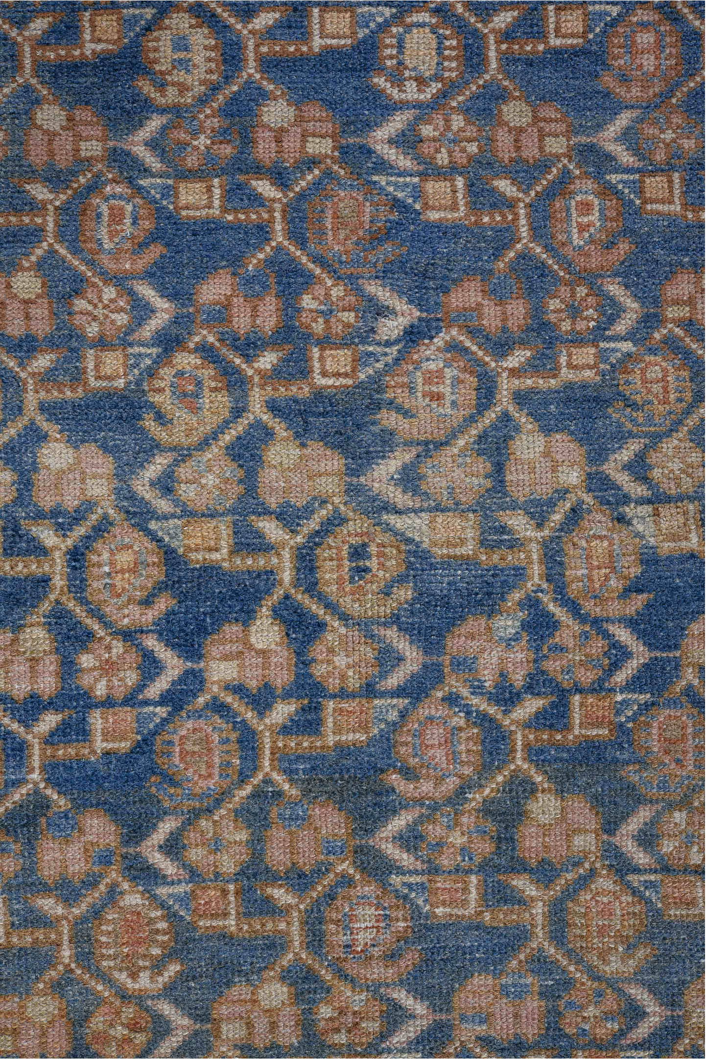 4' x 6' one-of-a-kind handmade vintage Malayer small size rug. Color palette: gray, blue, brown, light gray, black, pink