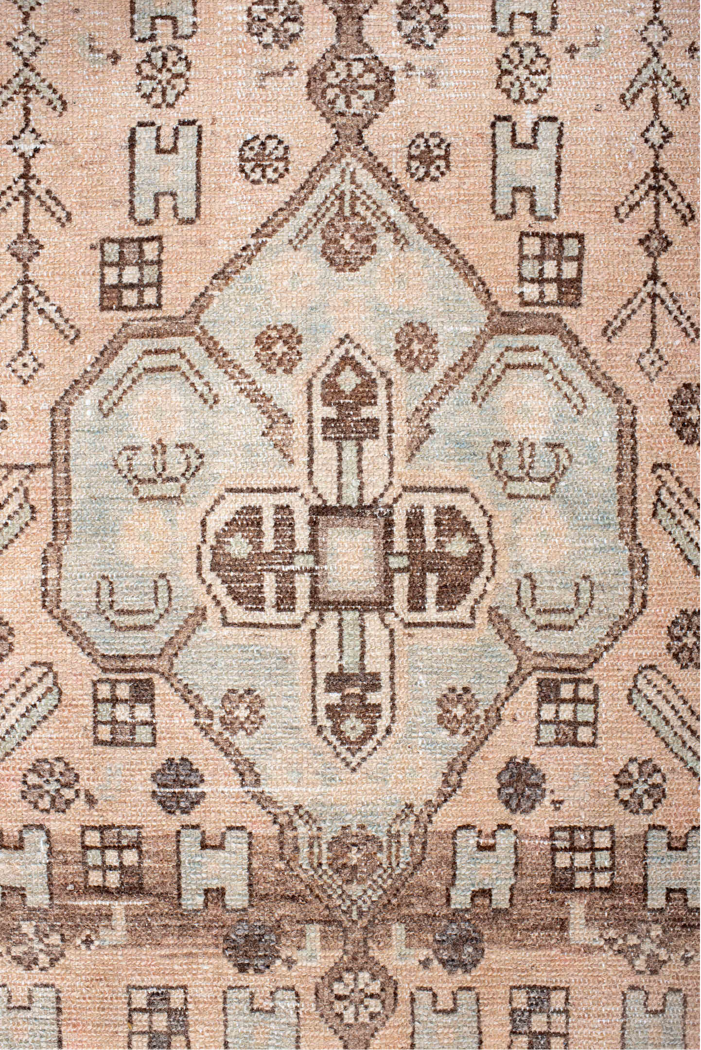 3' x 10' one-of-a-kind handmade vintage Hamadan runner rug. Color palette: black, brown, gray, light gray, off-white, orange