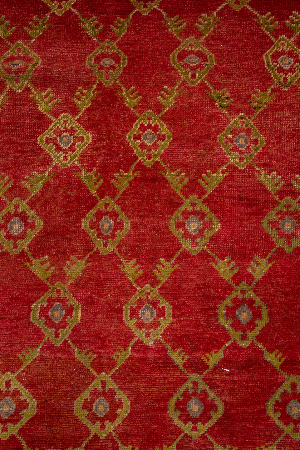 4' x 21' one-of-a-kind handmade vintage Oushak runner rug. Color palette: brown, off-white, pink, red, snow, white