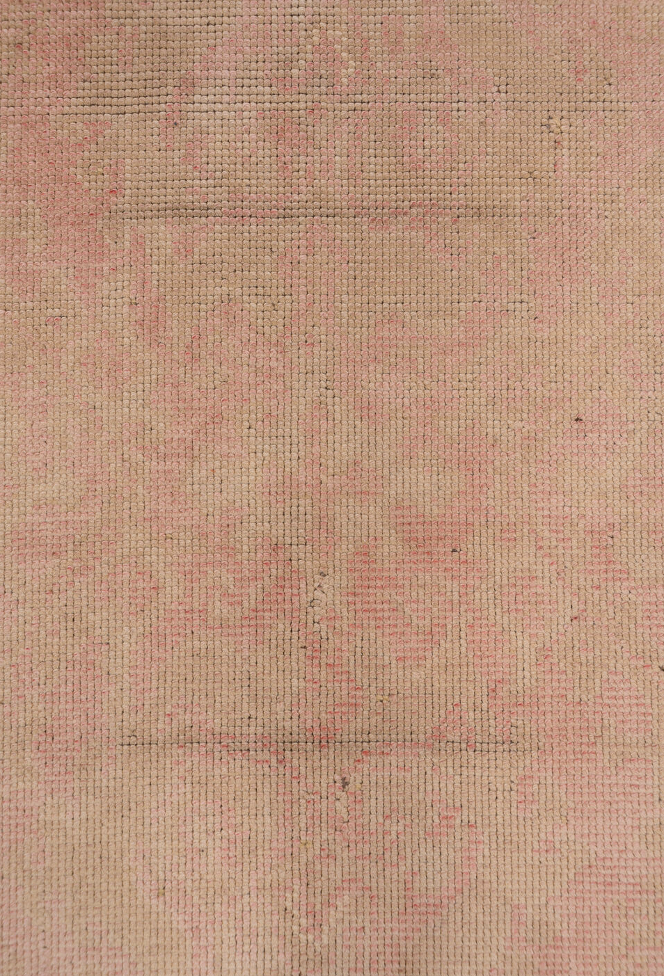 2' x 10' one-of-a-kind handmade vintage Oushak runner rug. Color palette: brown, off-white, pink, snow, white, whitesmoke