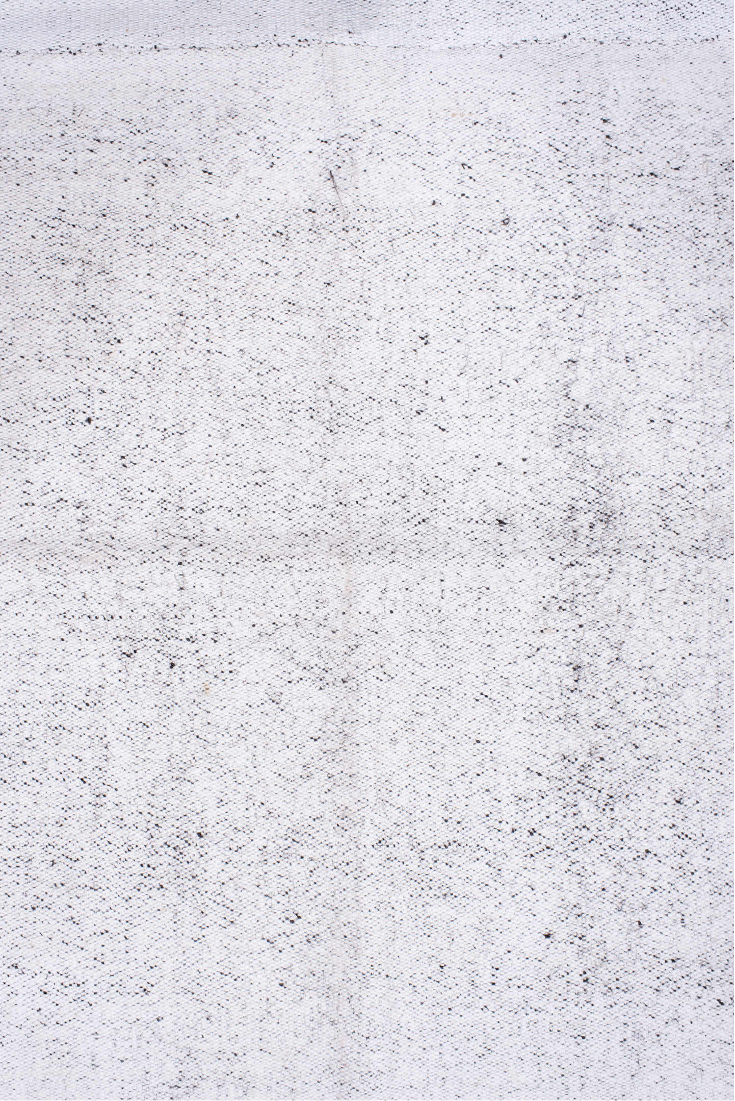 8' x 15' one-of-a-kind handmade vintage Flatweave rug. Color palette: light gray, off-white, gray, light blue, pink