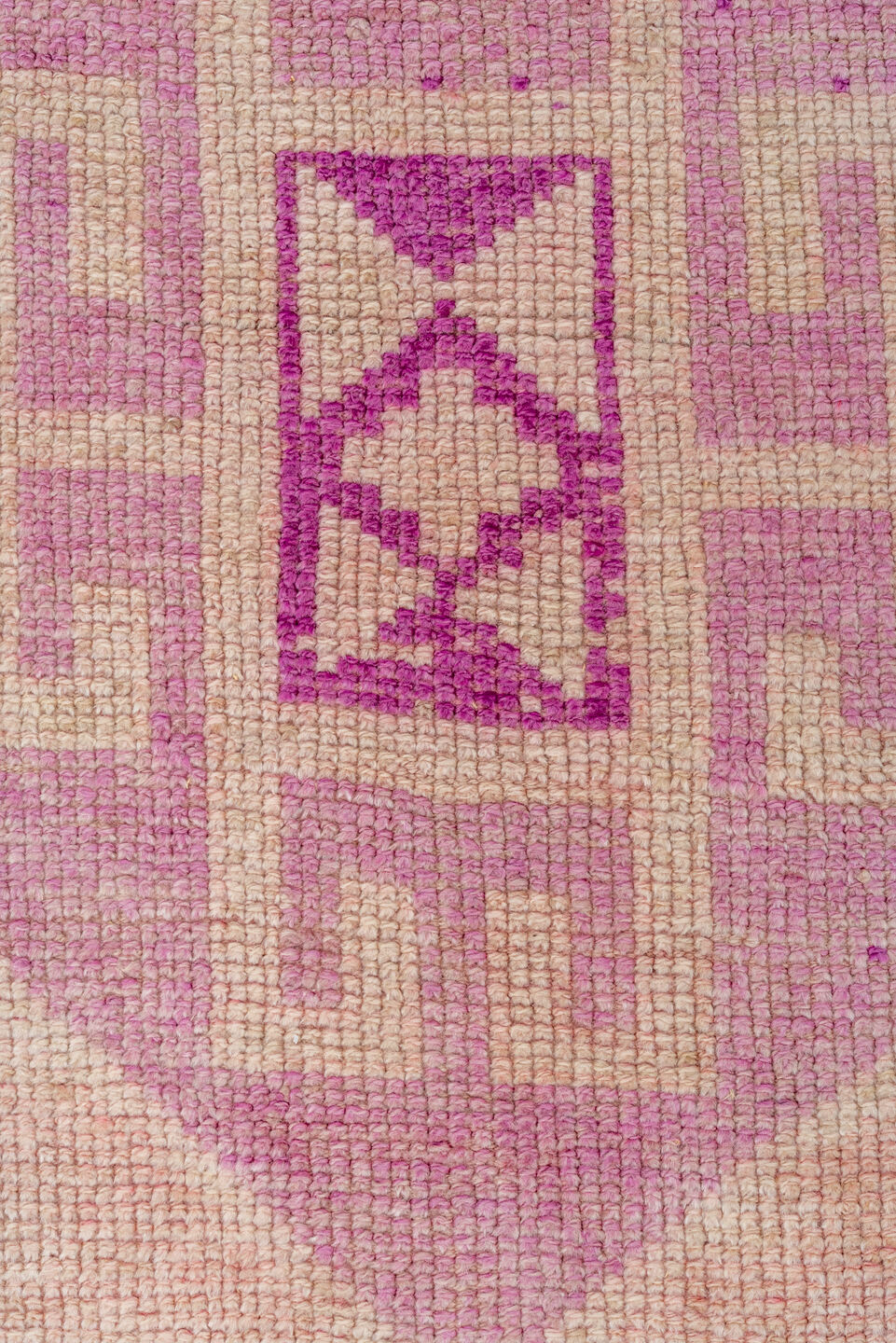 2' x 11' one-of-a-kind handmade vintage Kars runner rug. Color palette: brown, off-white, orange, pink, red, rosy brown